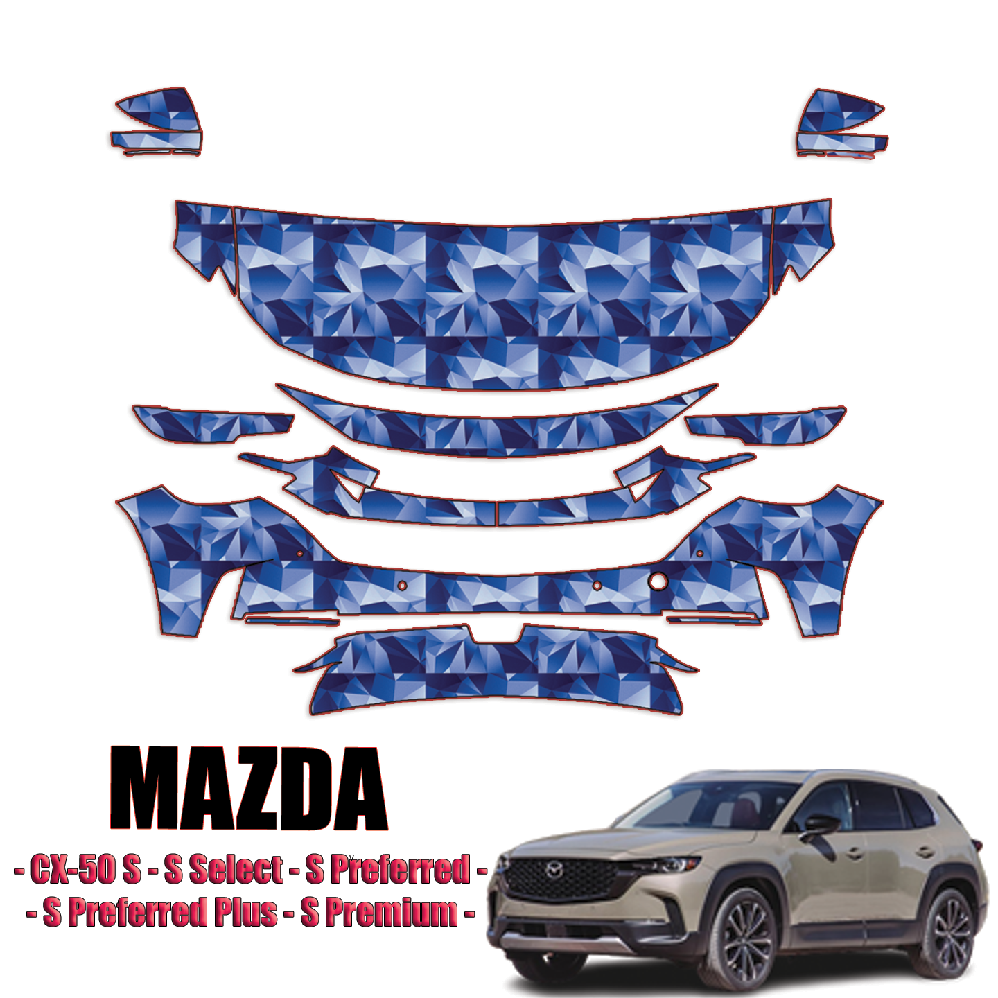 2023-2024 Mazda CX-50 Precut Paint Protection PPF Kit – Partial Front