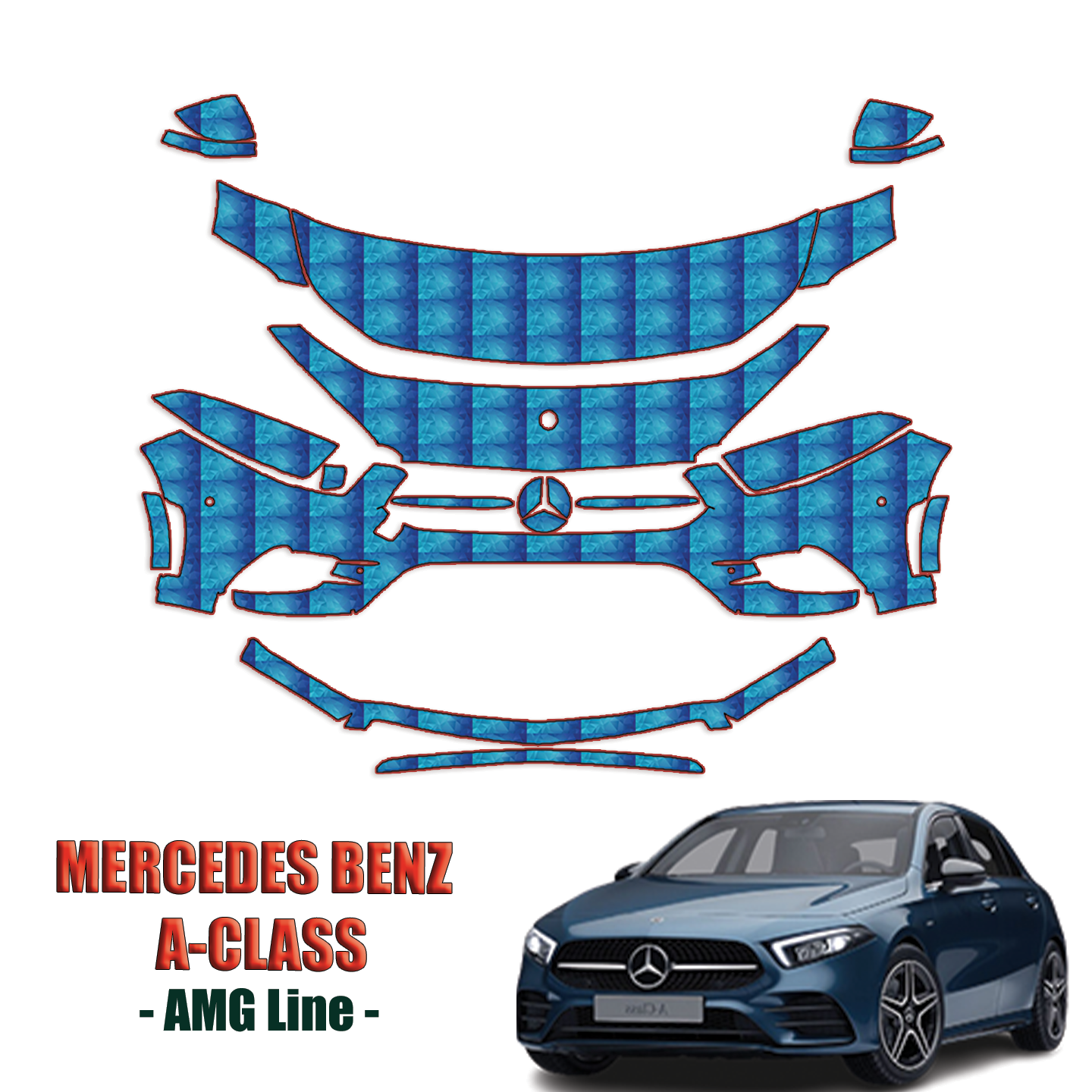2019-2023 Mercedes-Benz A-Class – AMG Line Paint Protection Kit – Partial Front