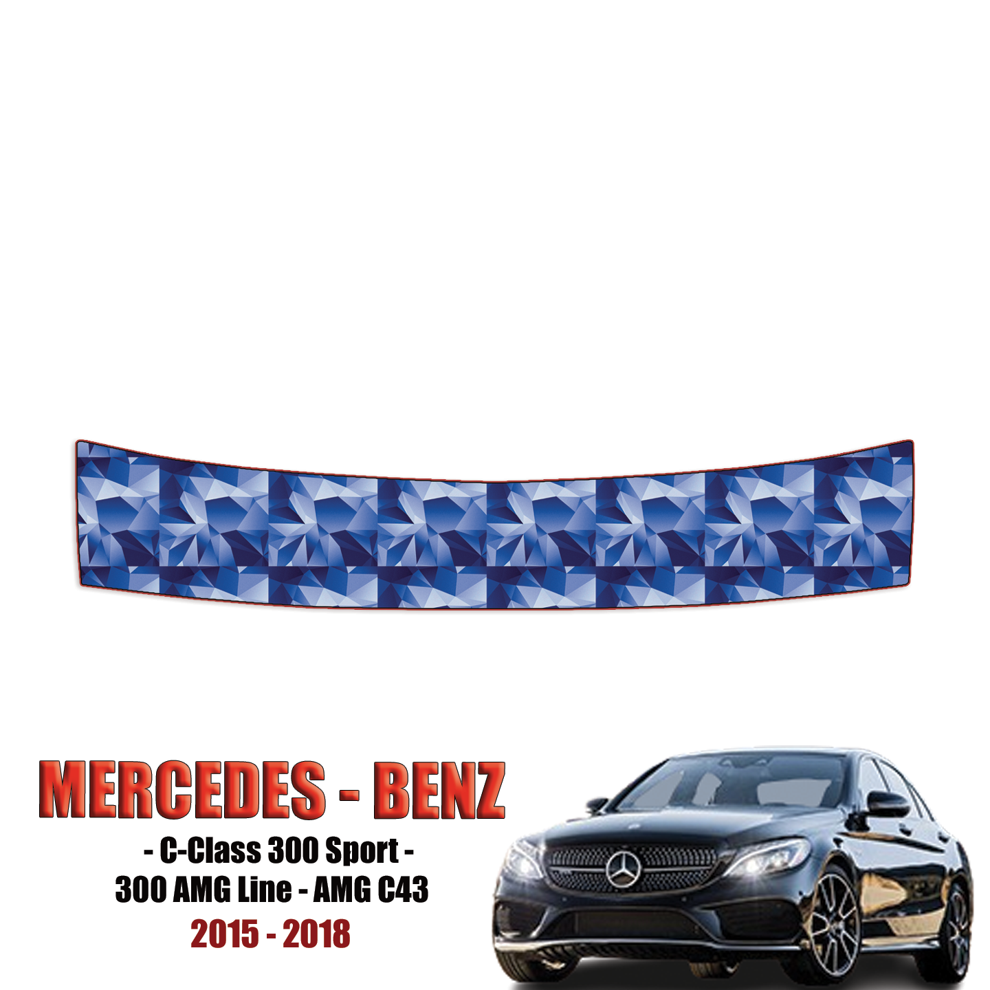 2015-2018 Mercedes-Benz C-Class, 300 Sport, 300 AMG Line, AMG C43 Precut Paint Protection Kit – Bumper Step