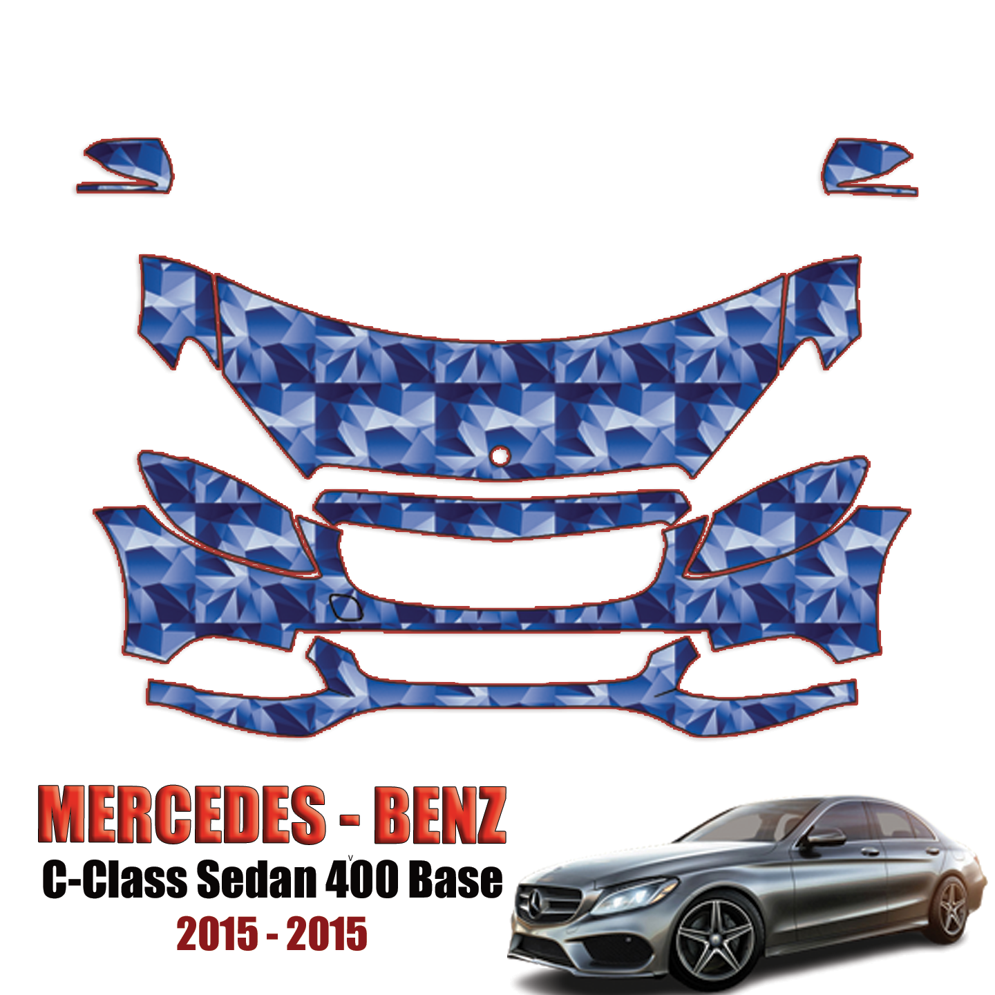 2015-2015 Mercedes Benz C-Class 400 Base Precut Paint Protection Kit – Partial Front