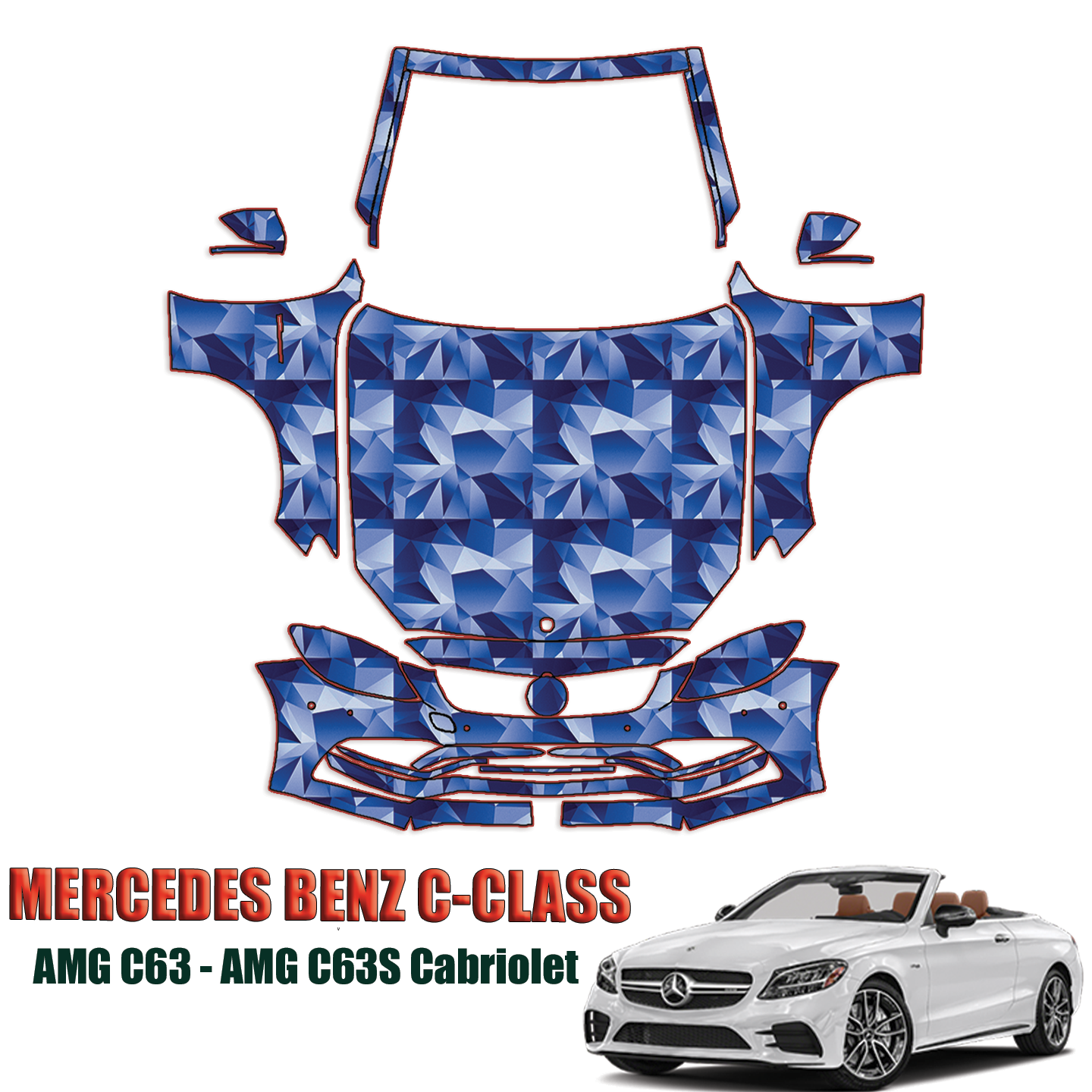 2019-2023 Mercedes-Benz C-Class – AMG C63, AMG C63S Pre Cut Paint Protection Kit – Full Front