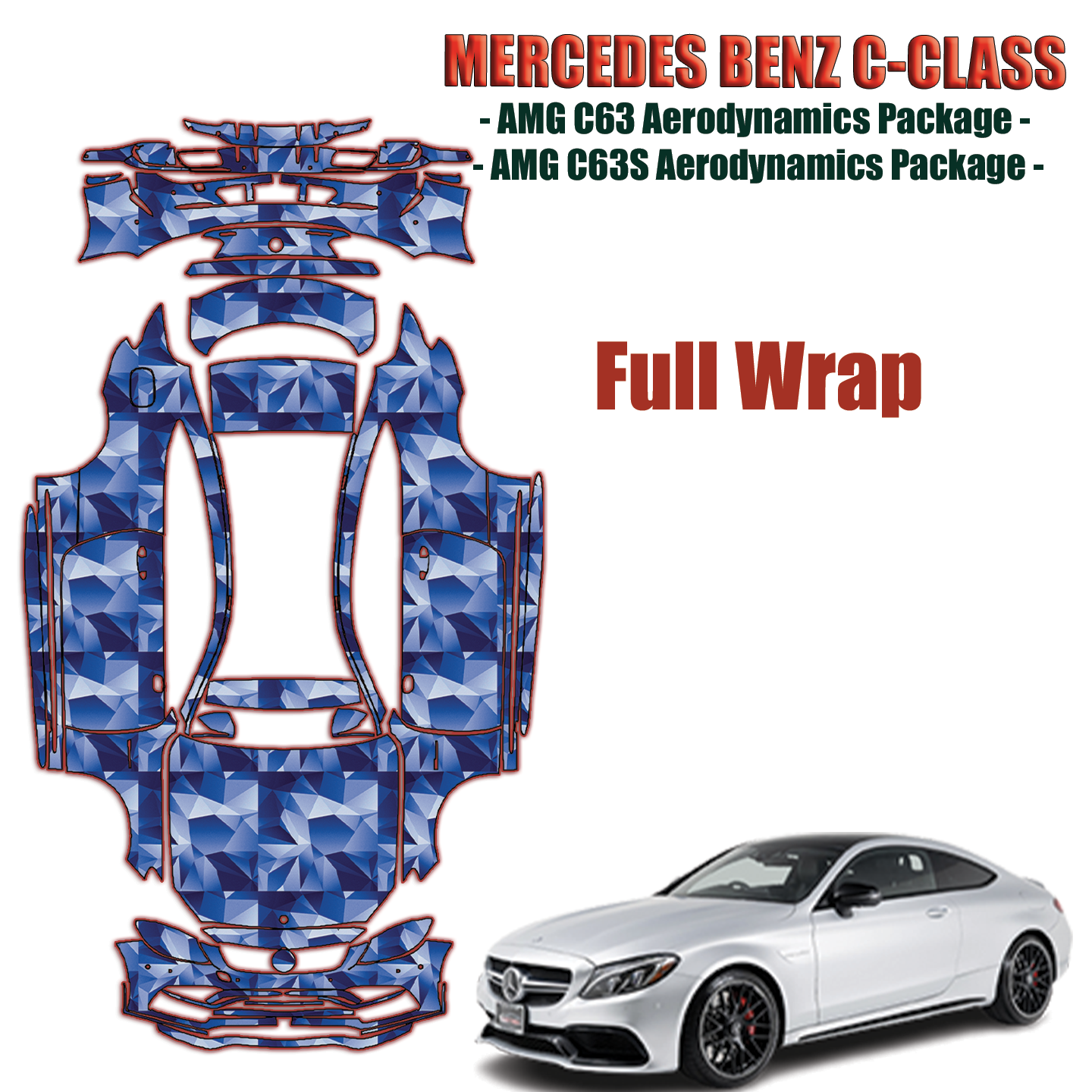  2019-2023 Mercedes-Benz C-Class – AMG C63 Aerodynamics Package, AMG C63S Aerodynamics Package Precut Paint Protection Kit – Full Wrap Vehicle