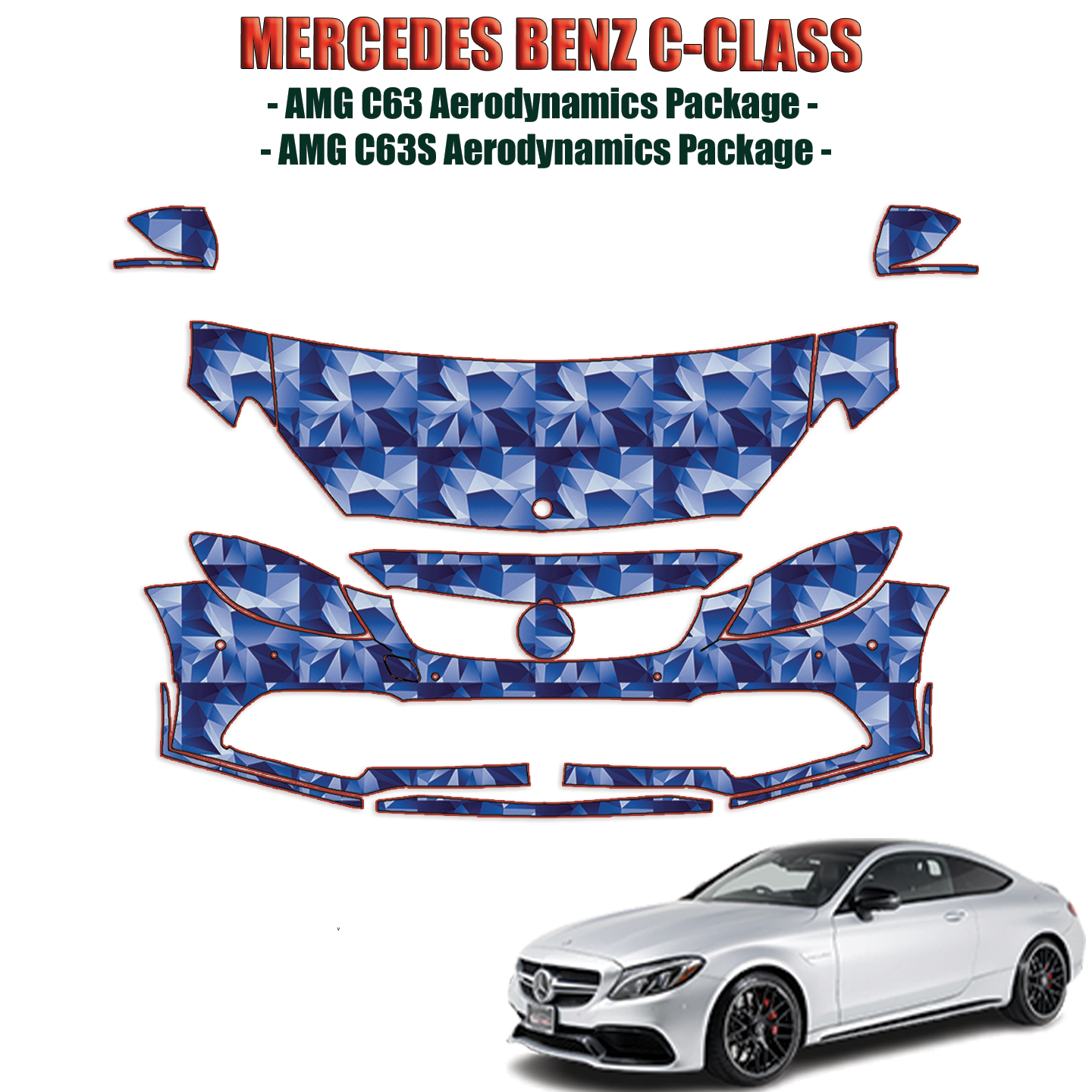 2019-2023 Mercedes-Benz AMG C63 Precut Paint Protection Kit – Partial Front