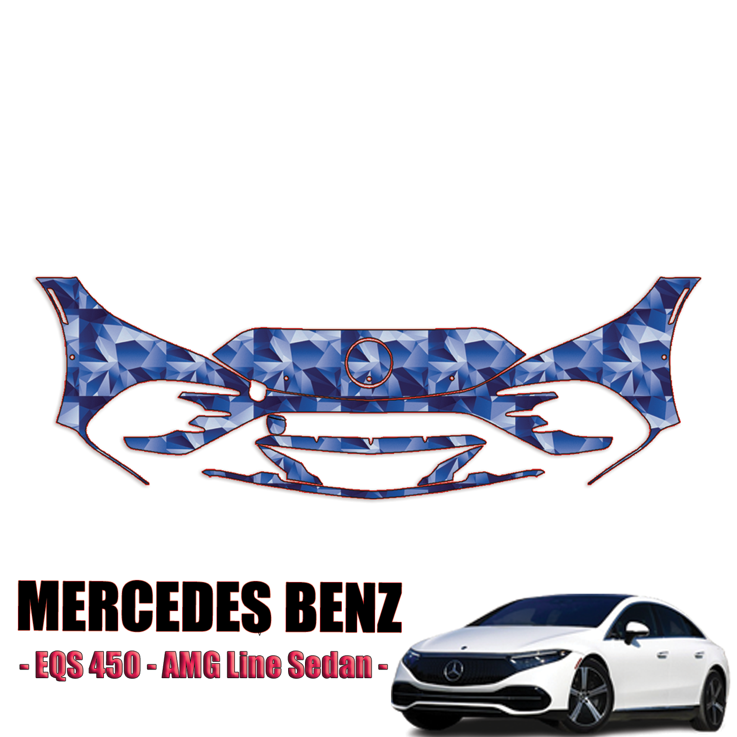 2022-2023 Mercedes-Benz EQS 450 – AMG Line Sedan Precut Paint Protection Kit – Front Bumper