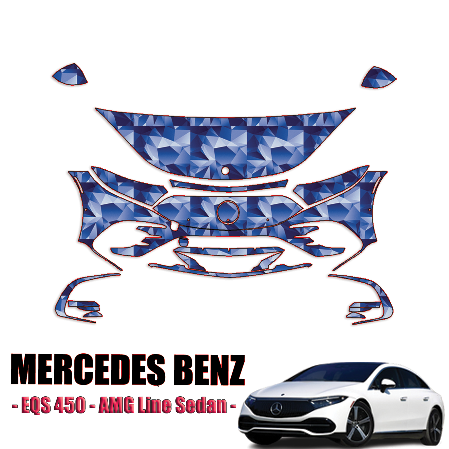 2022-2023 Mercedes-Benz EQS 450 – AMG Line Sedan Precut Paint Protection Kit – Partial Front
