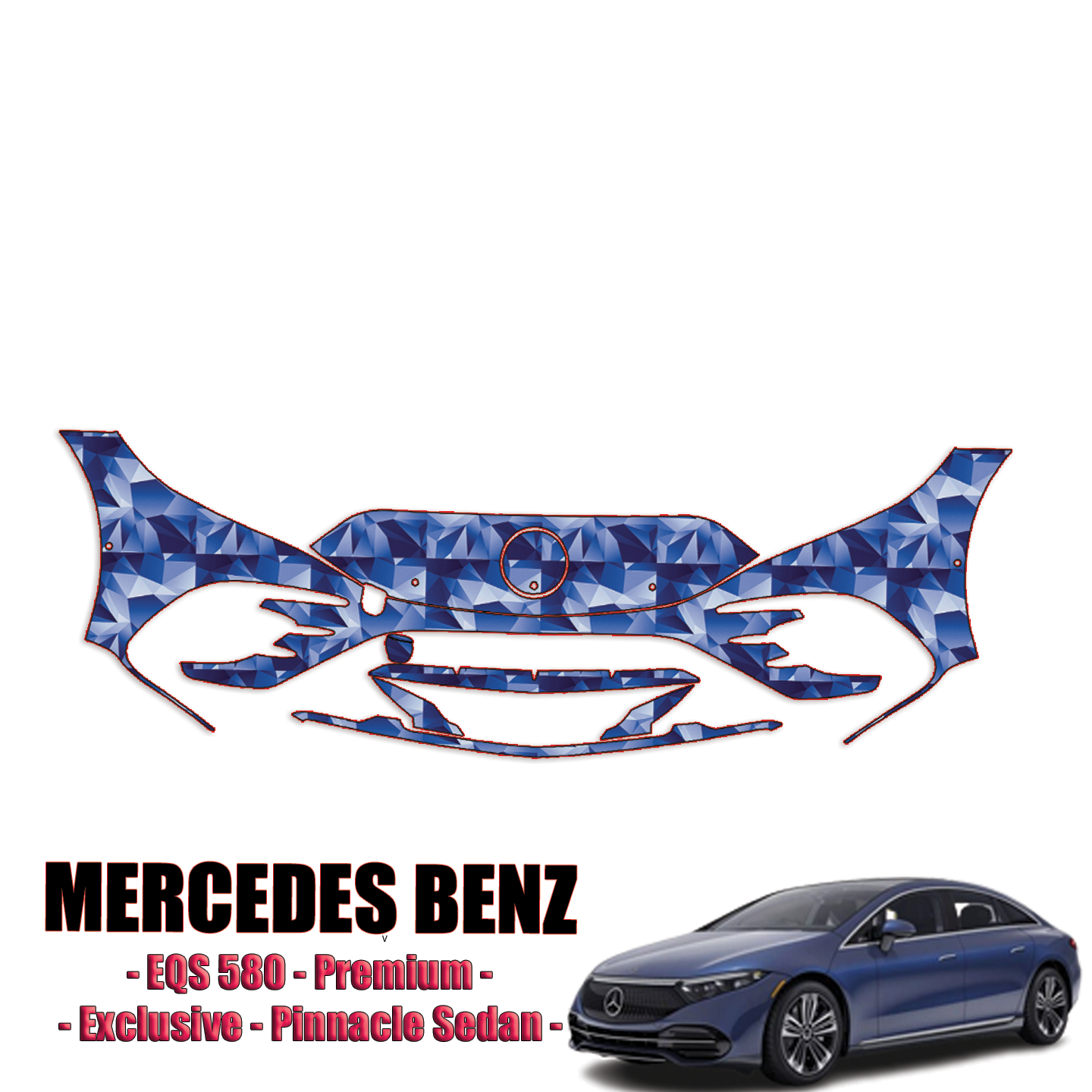 2022-2023 Mercedes-Benz EQS 580 – Premium, Exclusive, Pinnacle Sedan Precut Paint Protection Kit – Front Bumper
