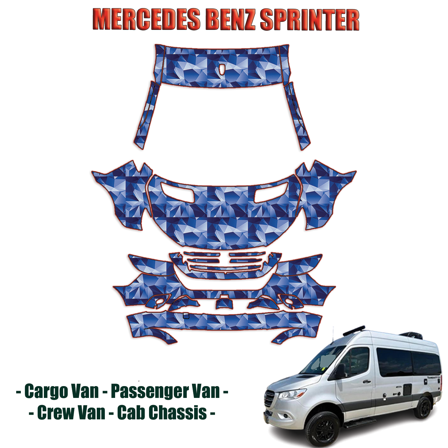 2019-2023 Mercedes-Benz Sprinter Van Pre Cut Paint Protection Kit – Full Front