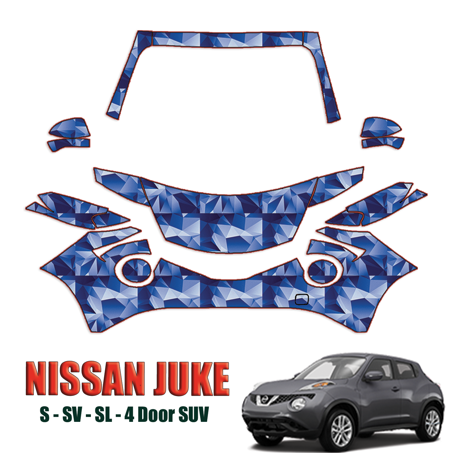 2011-2023 Nissan Juke – S, SV, SL Precut Paint Protection Kit – Partial Front