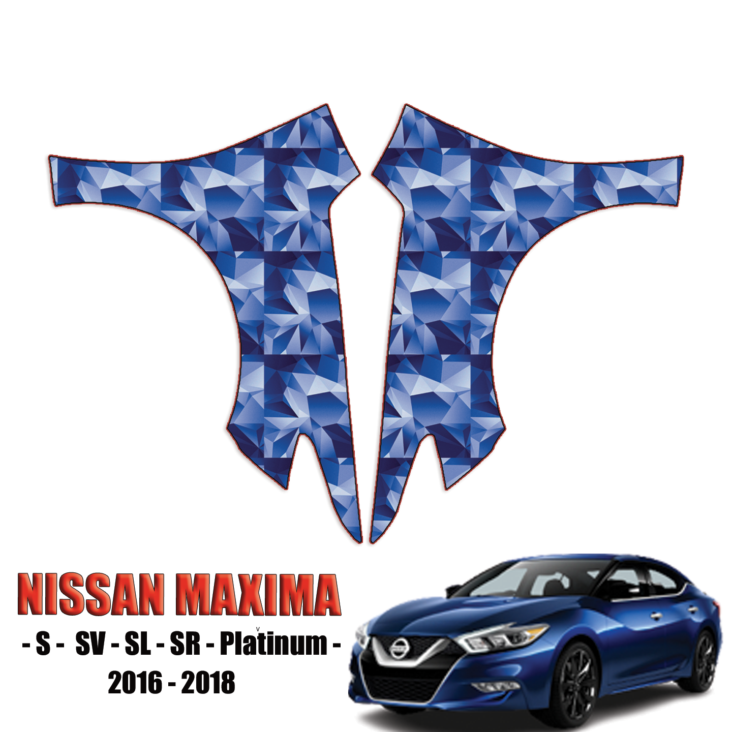 2016-2018 Nissan Maxima – S, SV, SL, SR, Platinum Precut Paint Protection Kit – Full Front Fenders