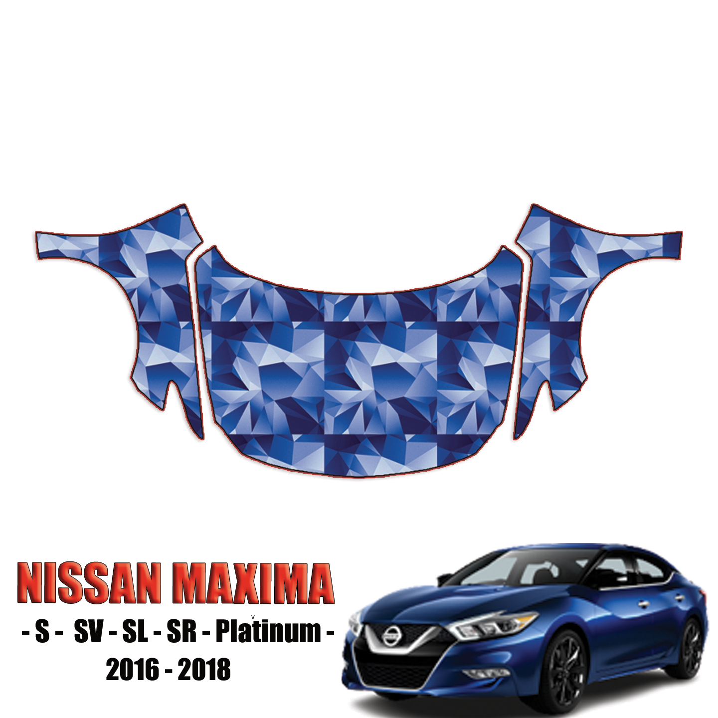 2016-2018 Nissan Maxima – S, SV, SL, SR, Platinum Precut Paint Protection Kit – Full Hood + Fenders