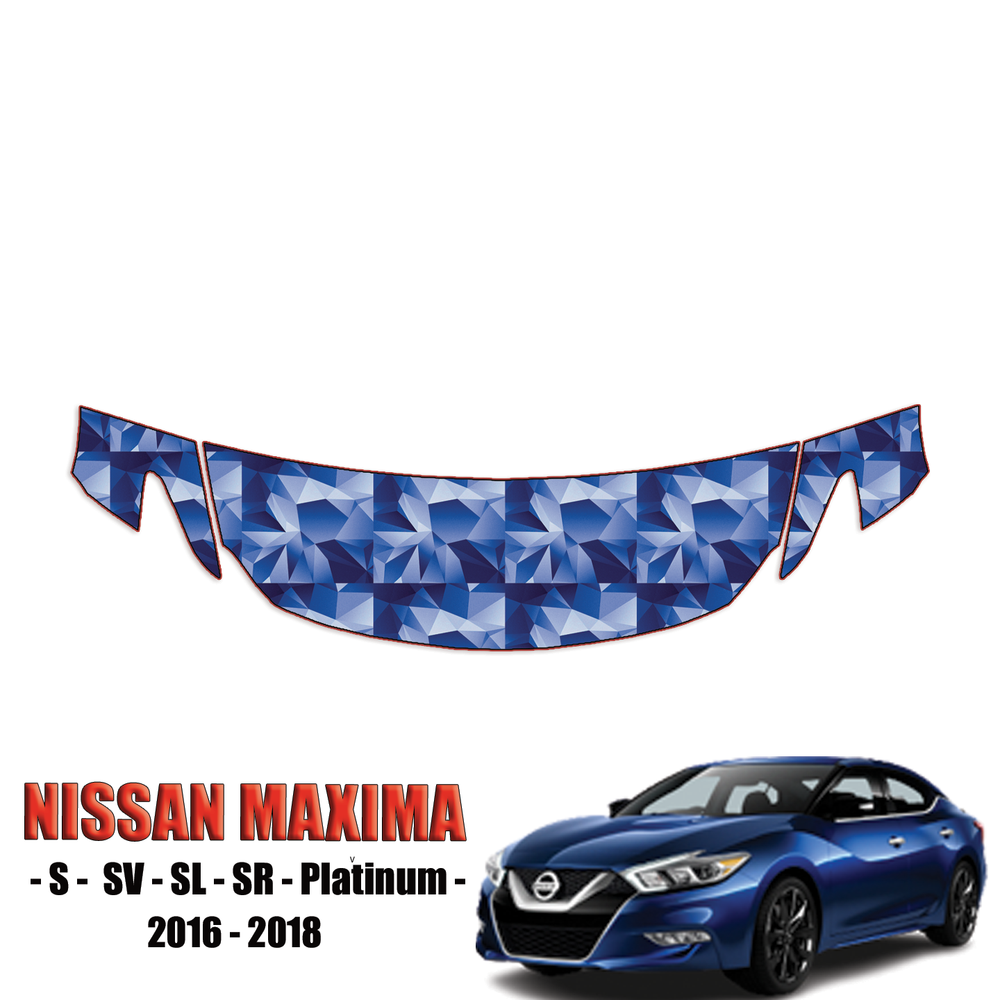 2016-2018 Nissan Maxima – S, SV, SL, SR, Platinum Precut Paint Protection – Partial Hood + Fenders