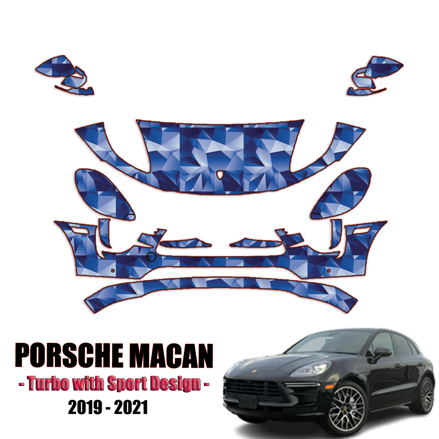 2019-2021 Porsche Macan – Turbo with Sport Design – Precut Paint Protection Kit – Partial Front