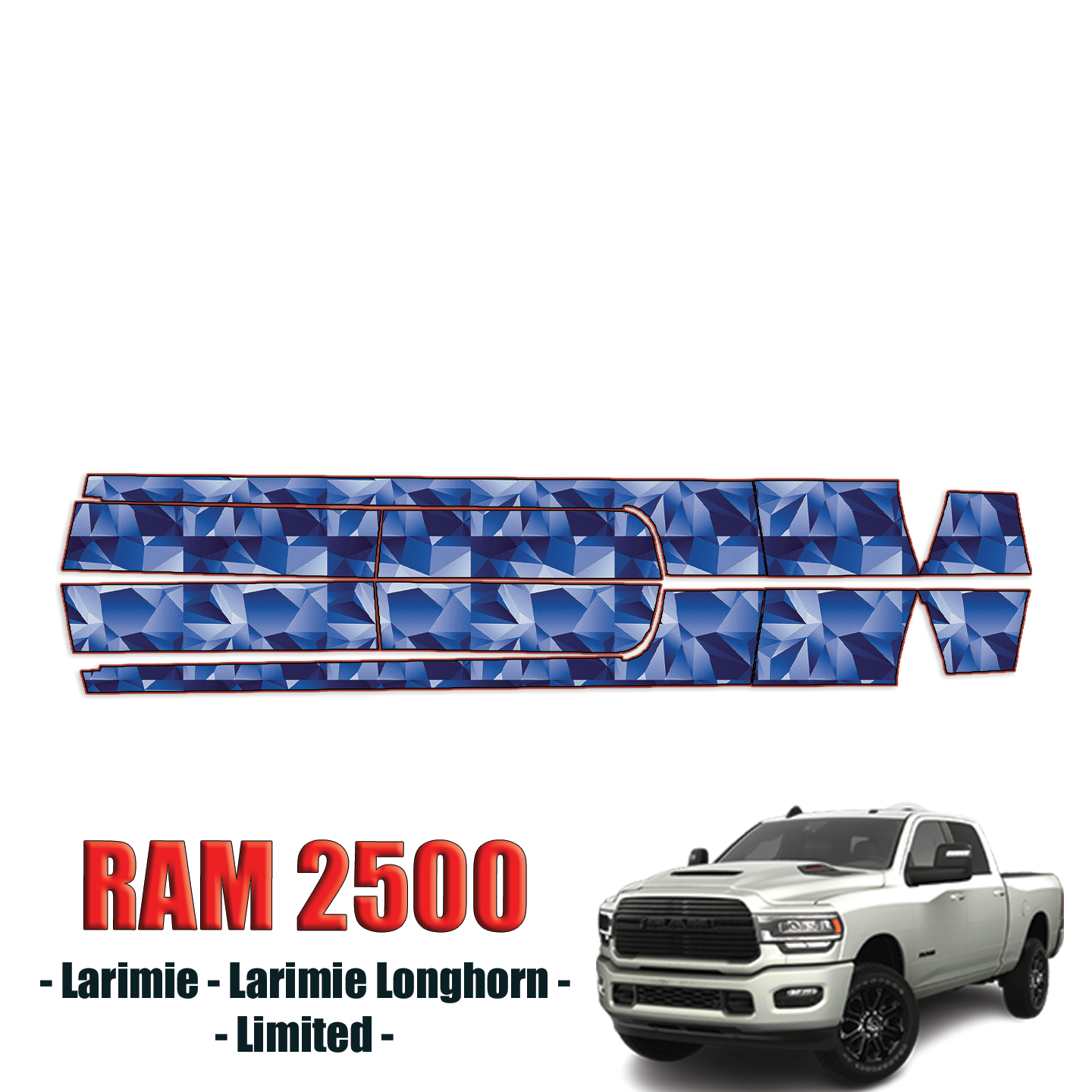 2019-2024 Ram 2500 – Laramie, Laramie Longhorn Precut Paint Protection Kit – Rocker Panels