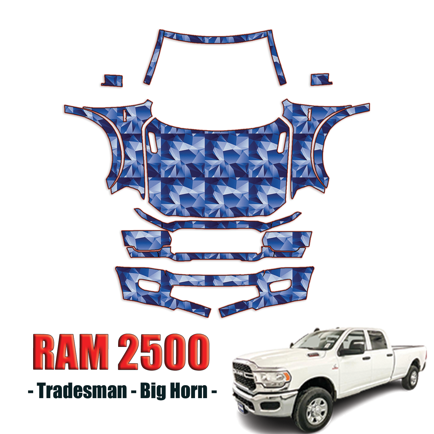 2019-2024 Ram 2500 – Tradesman, Big Horn Precut Paint Protection Kit – Full Front