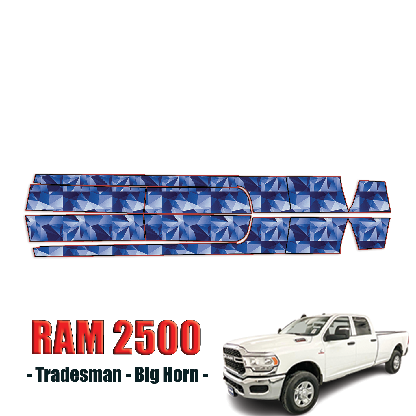 2019-2024 Ram 2500 – Tradesman, Big Horn Precut Paint Protection Kit – Rocker Panels