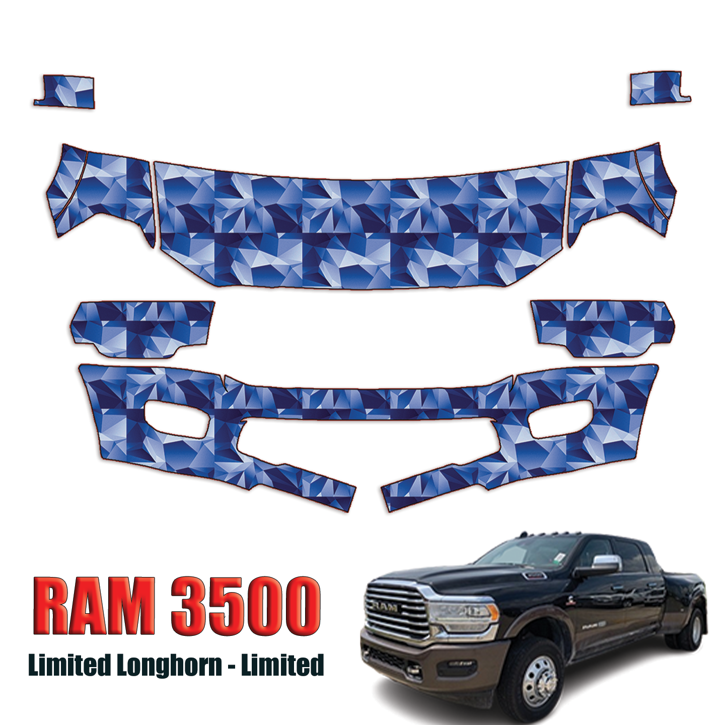 2023-2024 Ram 3500 – Limited Longhorn, Limited Precut Paint Protection PPF Kit – Partial Front
