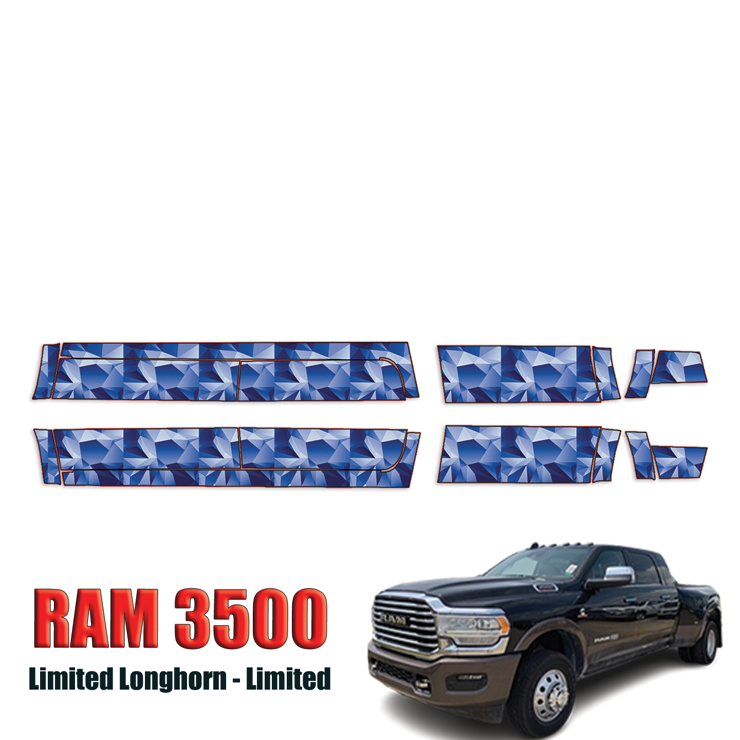 2023-2024 Ram 3500 – Limited Longhorn, Limited Precut Paint Protection Kit – Rocker Panels