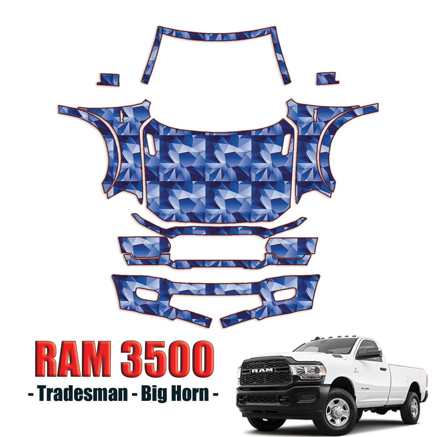 2019-2024 Ram 3500 – Tradesman, Big Horn Precut Paint Protection Kit – Full Front