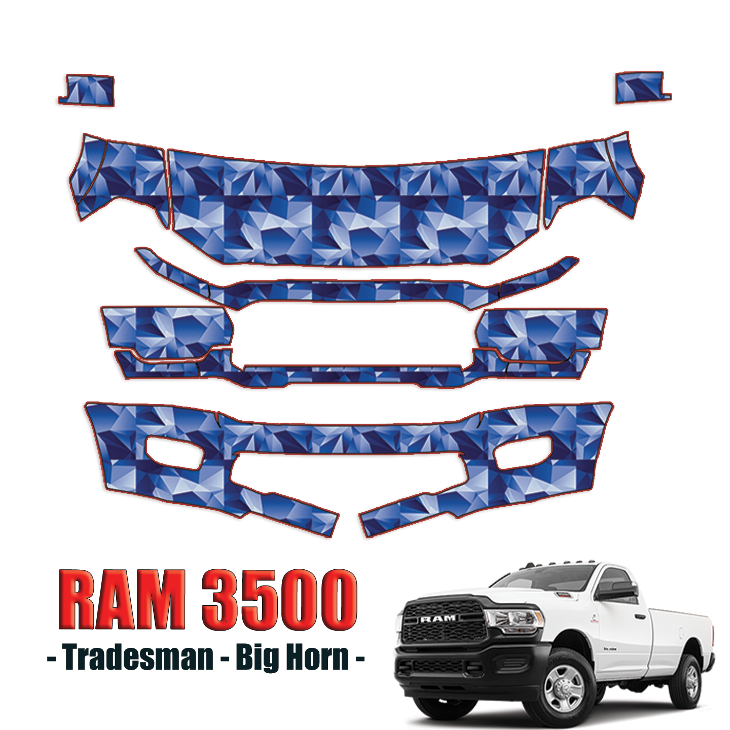2019-2024 Ram 3500 – Tradesman, Big Horn Precut Paint Protection Kit – Partial Front