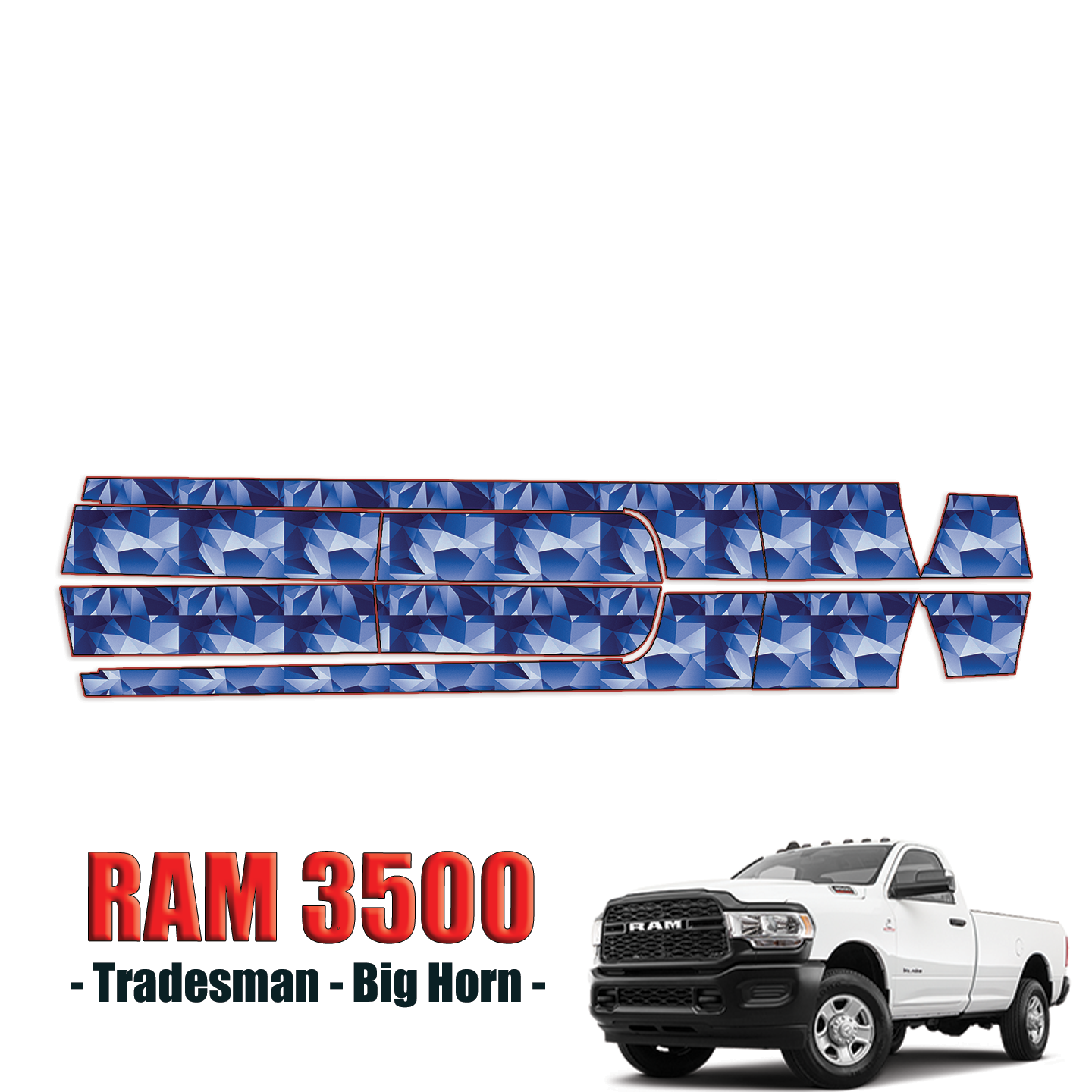 2019-2024 Ram 3500 – Tradesman, Big Horn Precut Paint Protection Kit – Rocker Panels