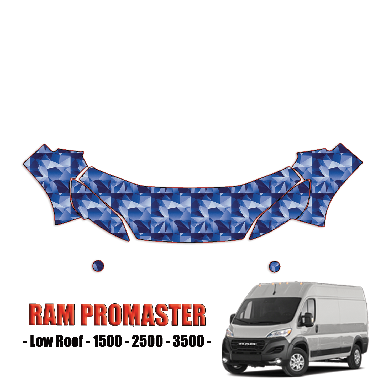 2023-2024 Ram ProMaster – Low Roof 1500, 2500, 3500 Precut Paint Protection PPF Kit – Partial Front