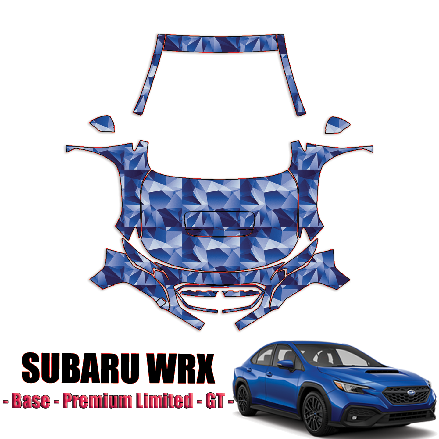2022-2023 Subaru WRX Base, Premium Limited, GT Pre Cut Paint Protection Kit – Full Front + A Pillars + Rooftop