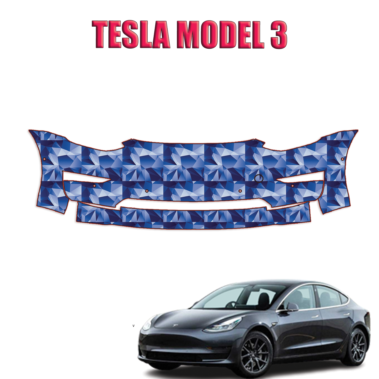 2018 – 2023 Tesla Model 3 – Paint Protection – Front Bumper PPF Clear Bra