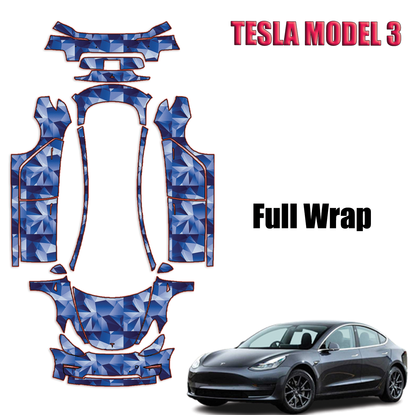 2018-2023 Tesla Model 3 Paint Protection Kit (PPF) – Full Vehicle Wrap @ PrecutPPF.store