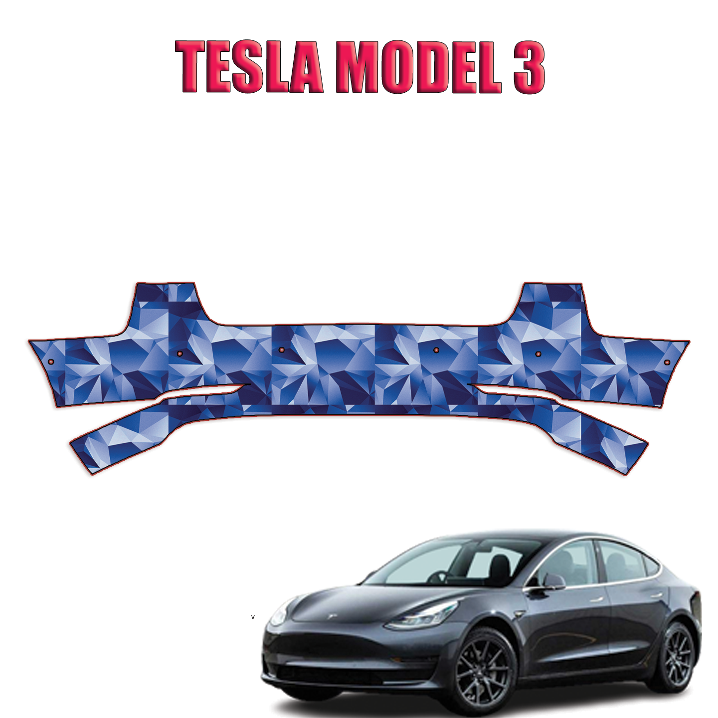2018 – 2023 Tesla Model 3 Precut Paint Protection Kit – Rear Bumper