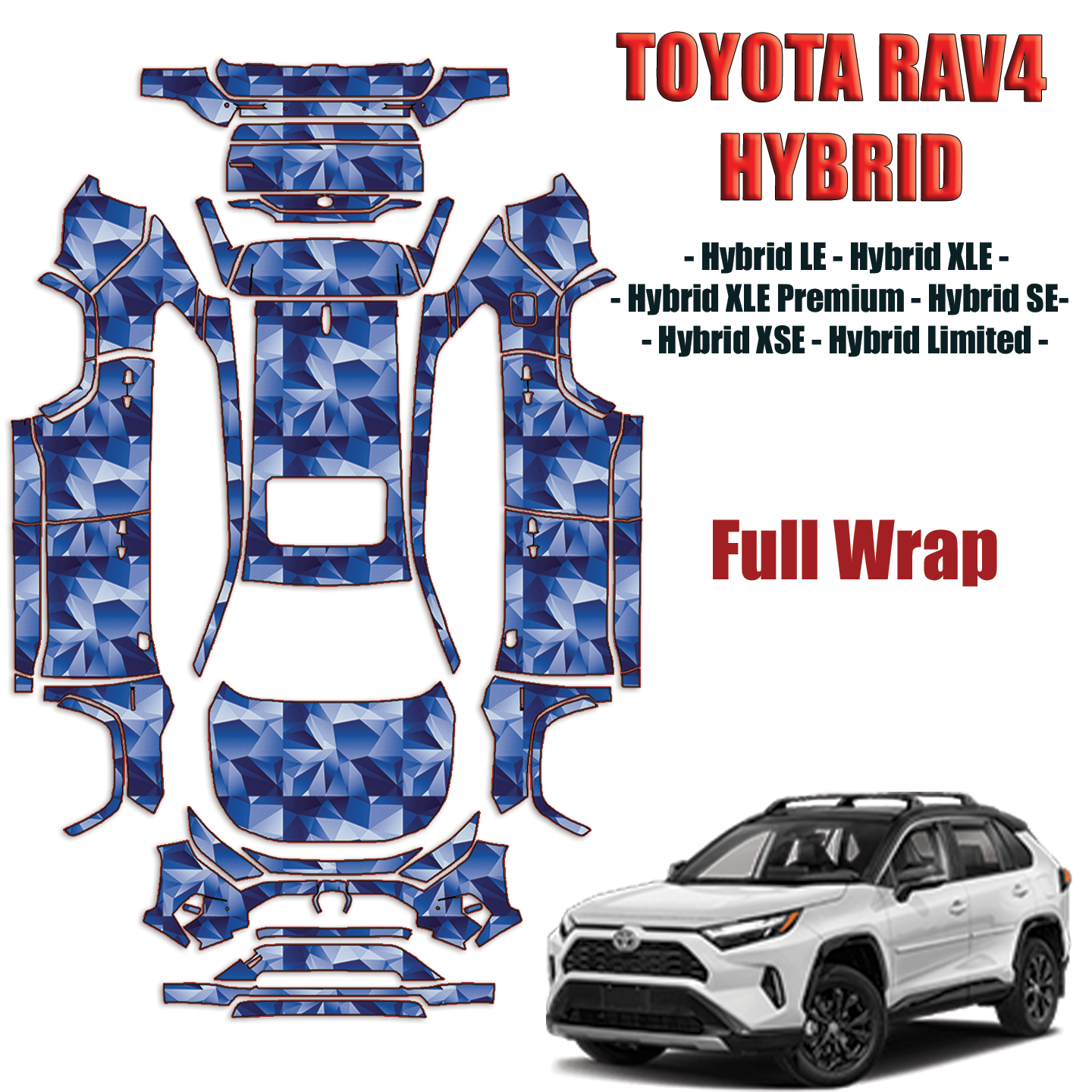  2021-2024 Toyota Rav4 Hybrid {Precut Paint Protection PPF Kit – Full Wrap Vehicle