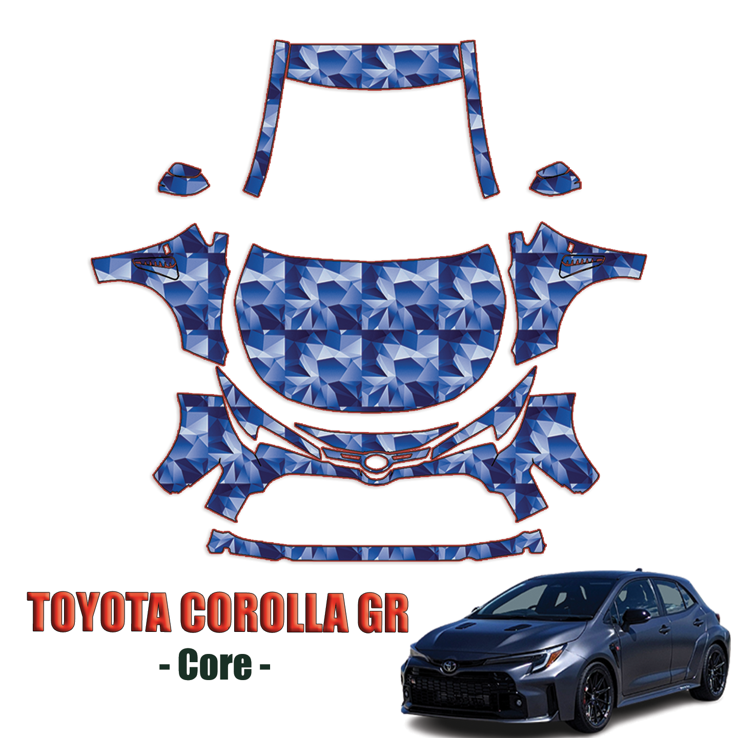 2023-2024 Toyota Corolla GR – Core Paint Protection Pre Cut PPF Kit – Full Front