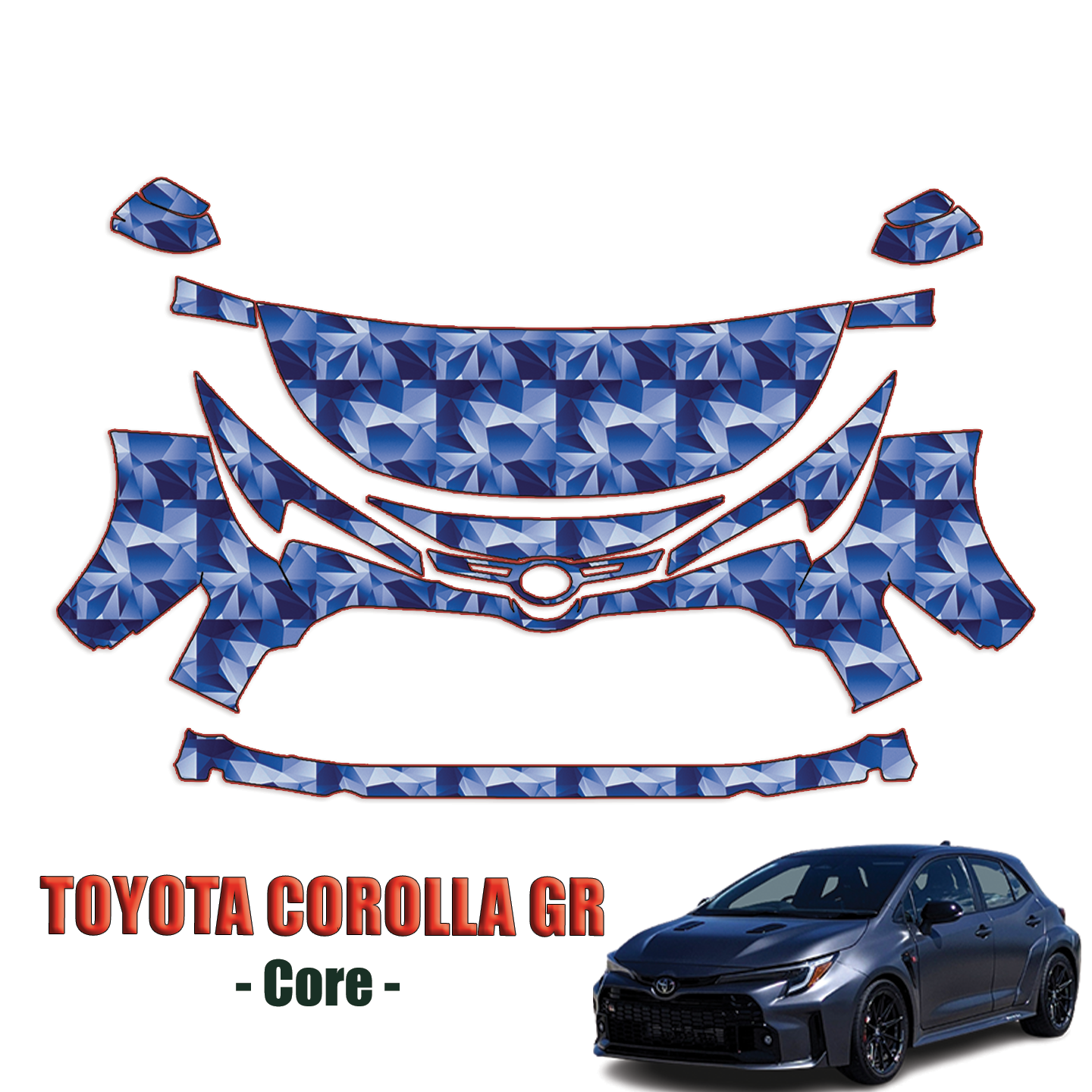 2023-2024 Toyota Corolla GR – Core Precut Paint Protection PPF Kit – Partial Front