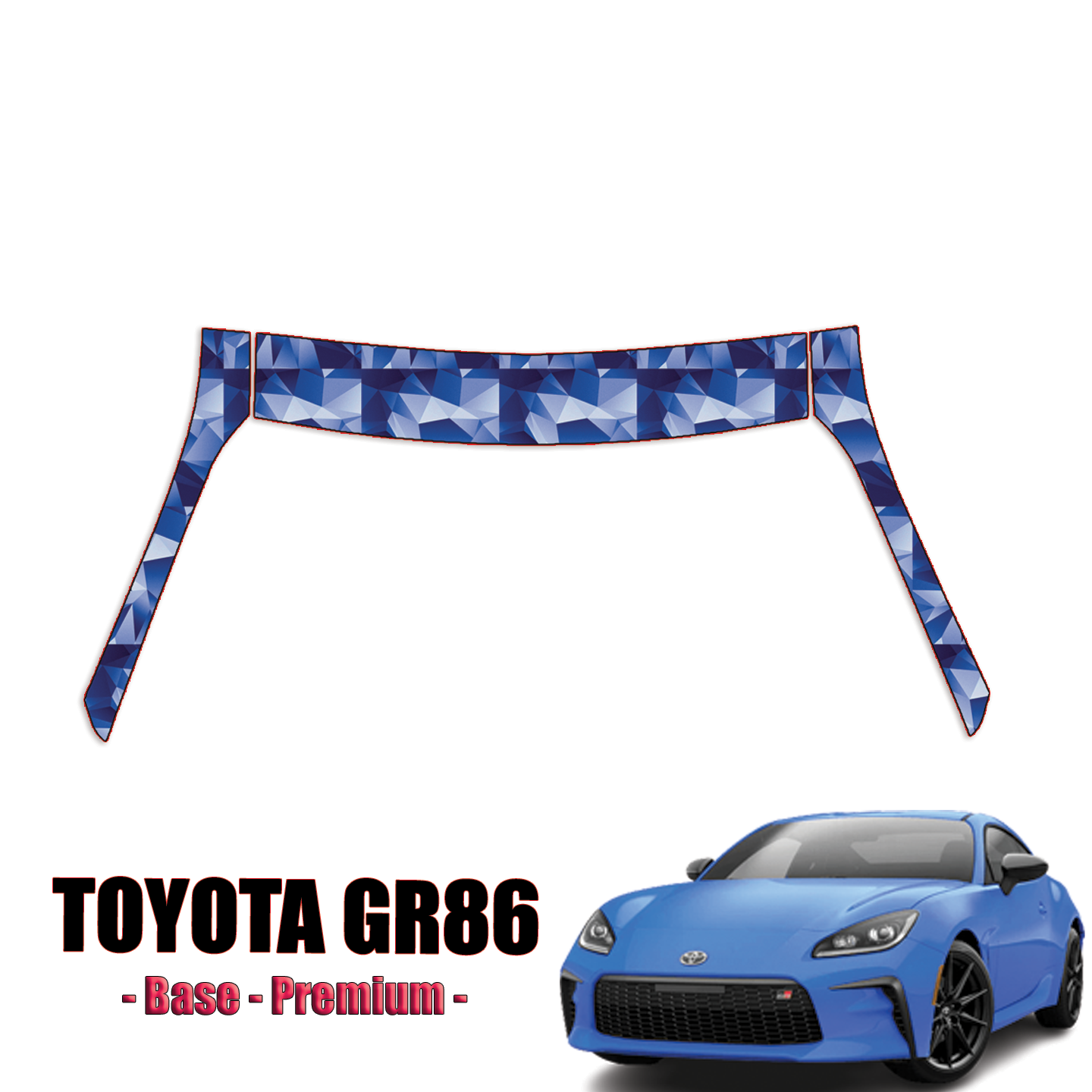 2022-2023 Toyota GR86 – Base, Premium Paint Protection Kit – A Pillars + Rooftop