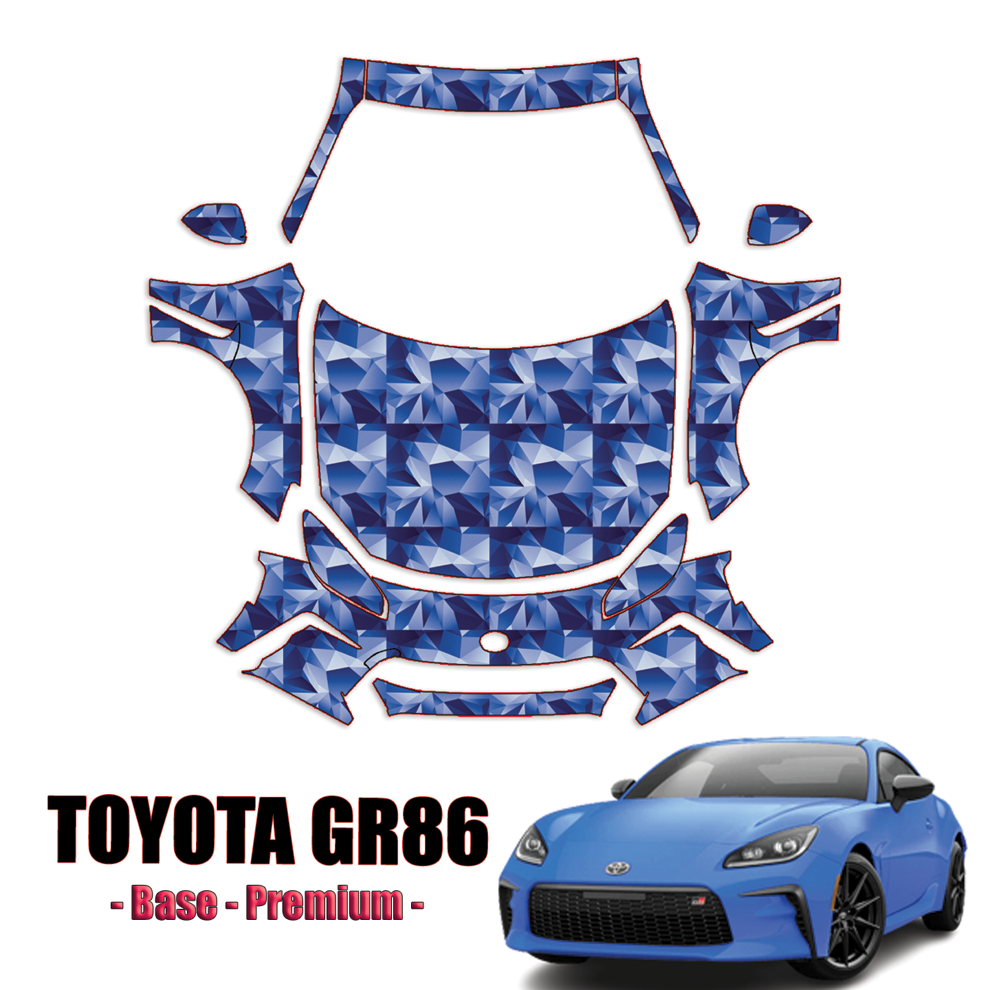 2022-2023 Toyota GR86 -PreCut Paint Protection Kit – Full Front + A Pillars + Rooftop