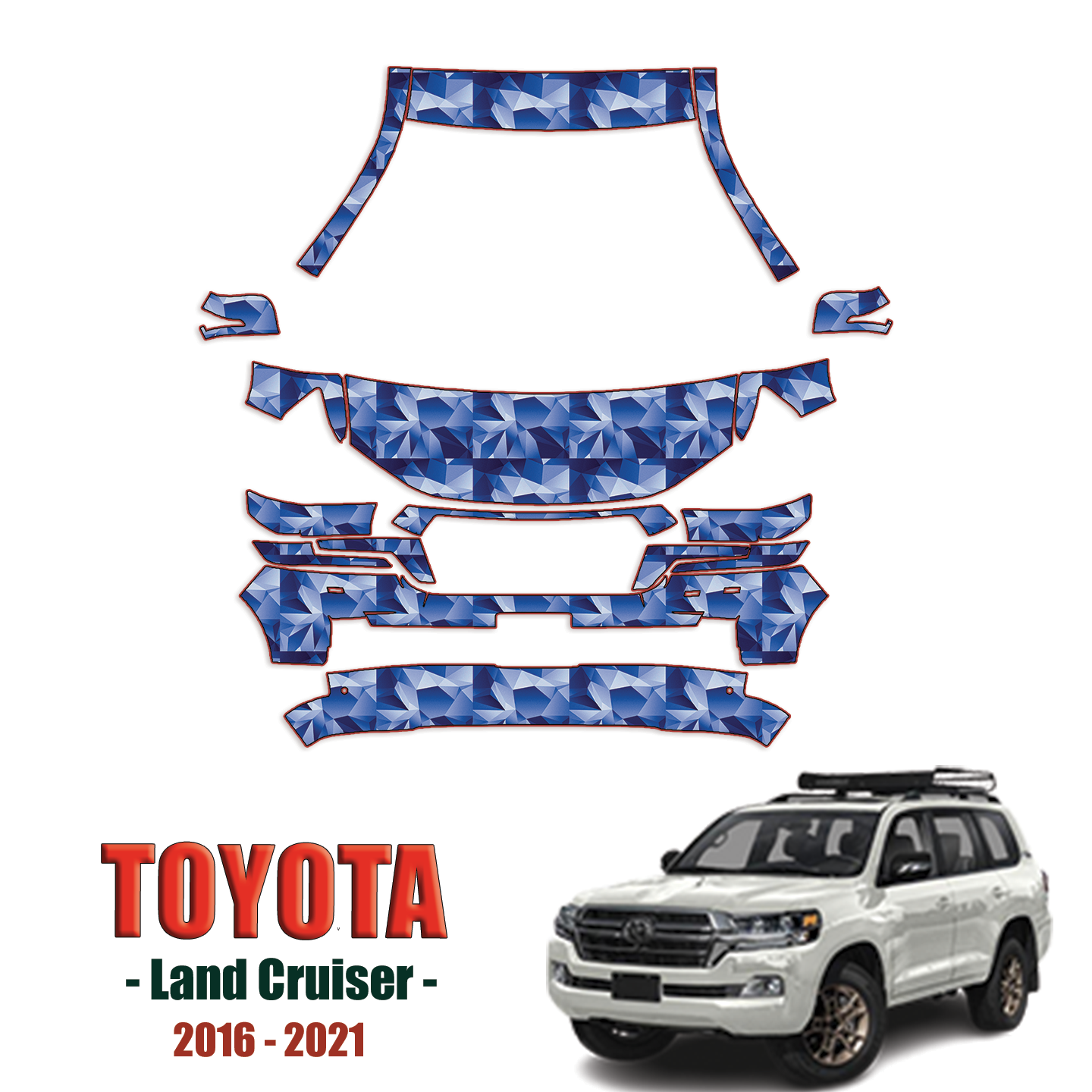 2016-2019 Toyota land Cruiser Precut Paint Protection Kit – Partial Front+