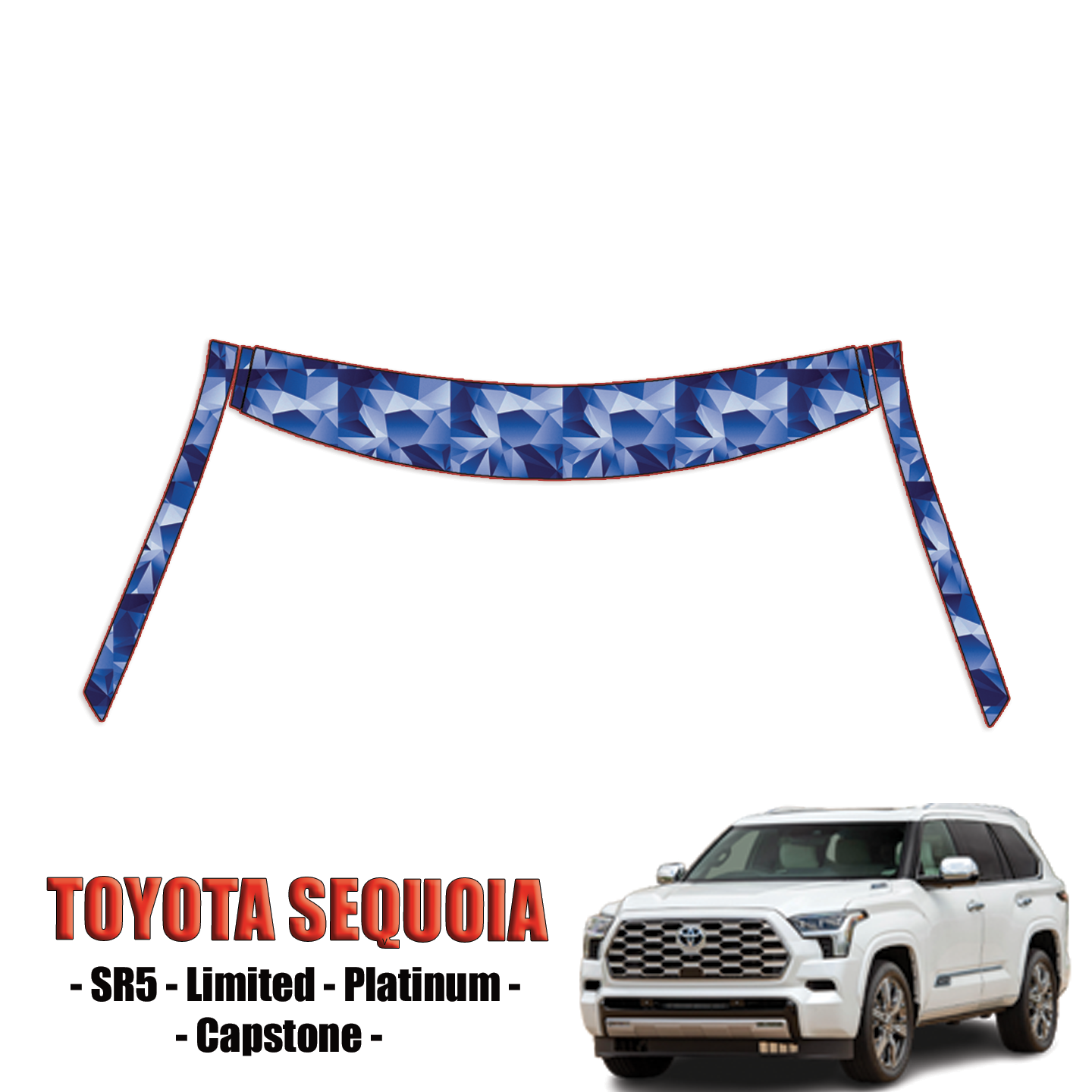 2023-2024 Toyota Sequoia – SR5, Limited, Platinum, Capstone Precut Paint Protection Kit – A Pillars + Rooftop