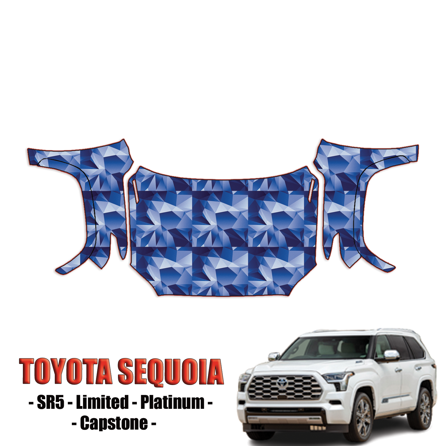 2023-2024 Toyota Sequoia – SR5, Limited, Platinum, Capstone Precut Paint Protection Kit – Full Hood + Fenders