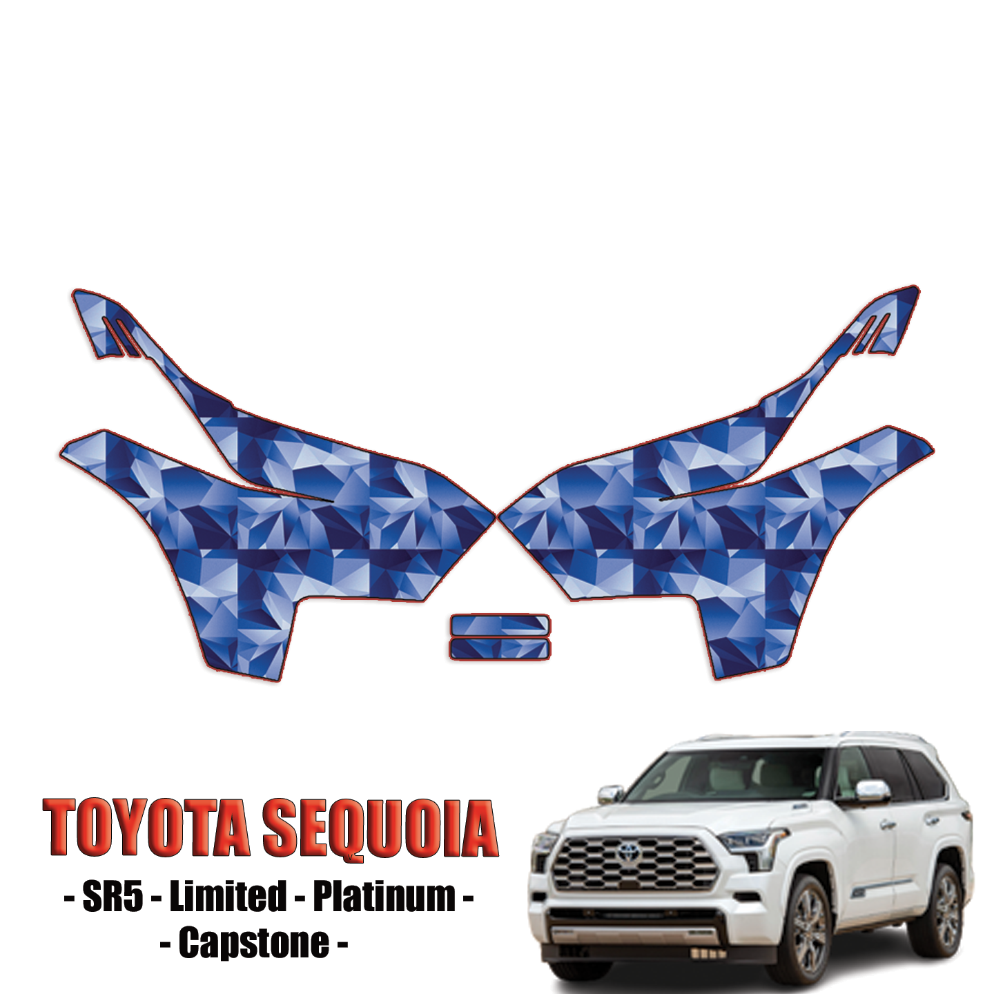 2023-2024 Toyota Sequoia – SR5, Limited, Platinum, Capstone Precut Paint Protection Kit – Headlights + fogs