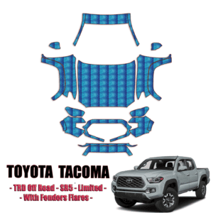 2016-2023 Toyota Tacoma – TRD Off-Road, SR5, Limited With Fender Flares Pre-Cut Paint Protection Kit – Full Front + A Pillars + Rooftop