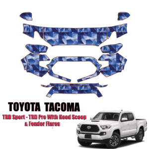 2016-2023 Toyota Tacoma – TRD Sport, TRD Pro With Hood Scoop & Fender Flares Pre-Cut Paint Protection Kit – Partial Front