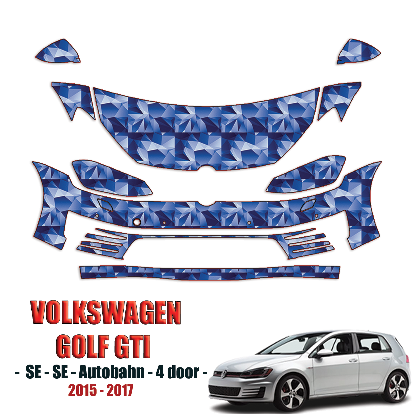 2015-2016 Volkswagen Golf GTI Precut Paint Protection PPF Kit – Partial Front