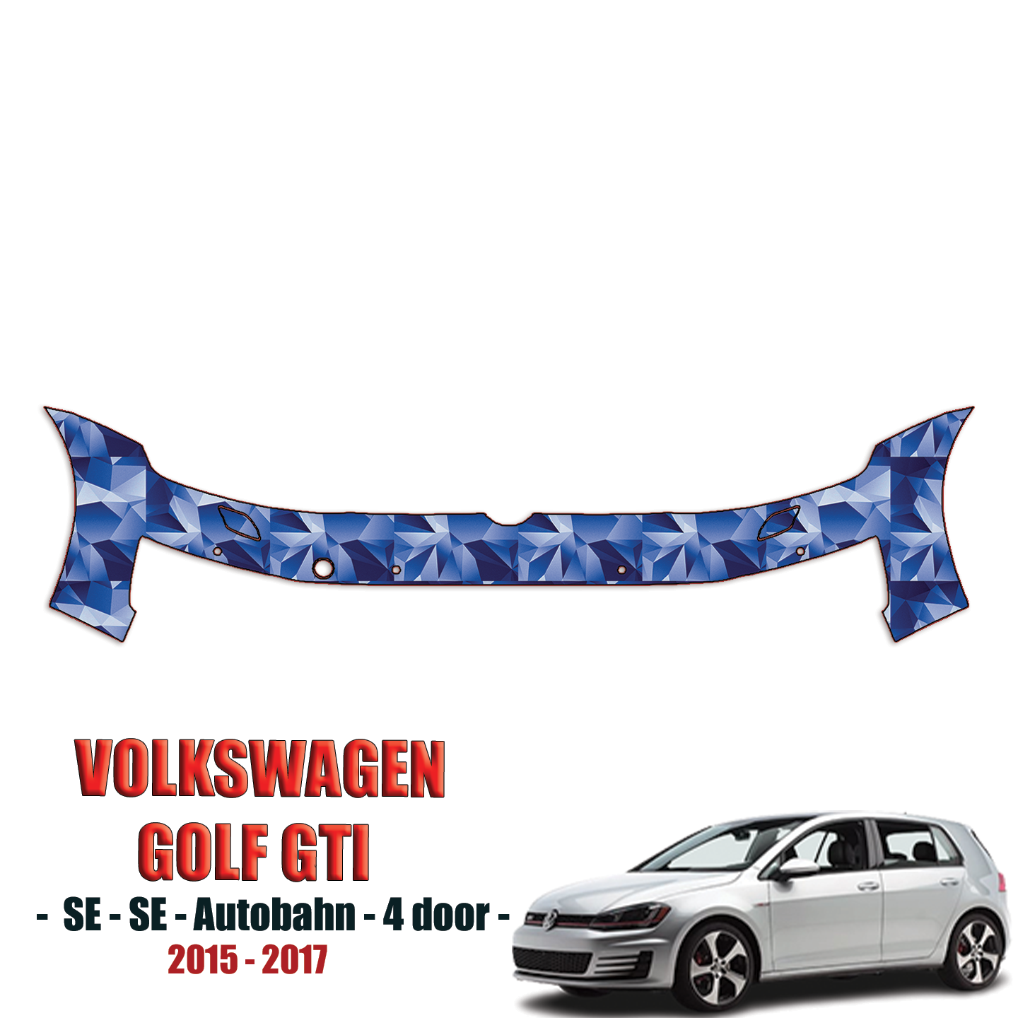 2015-2017 Volkswagen Golf GTI  – S, SE, Autobahn Precut Paint Protection Kit – Front Bumper
