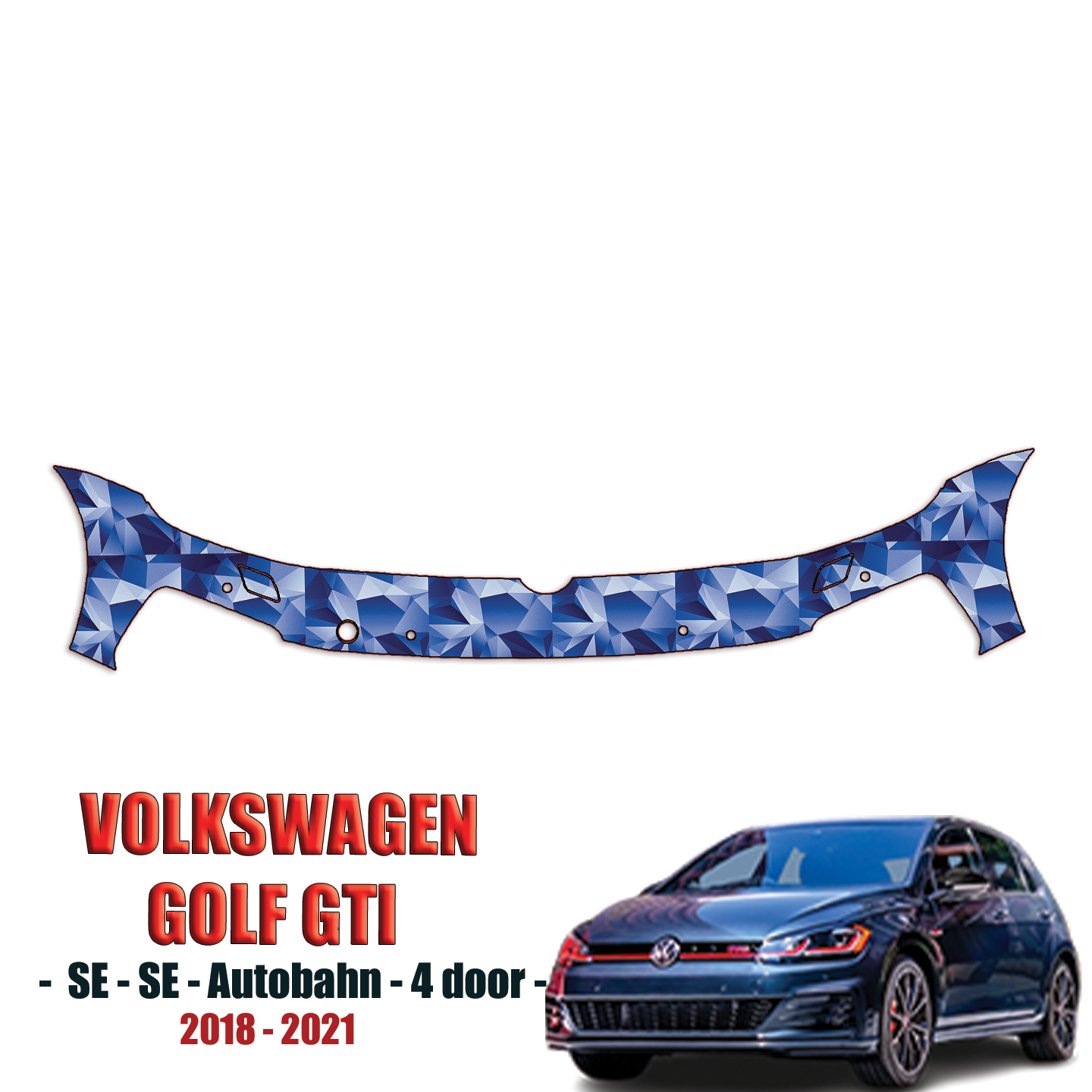 2018-2021 Volkswagen Golf GTI – S, SE, Autobahn Precut Paint Protection Kit – Front Bumper