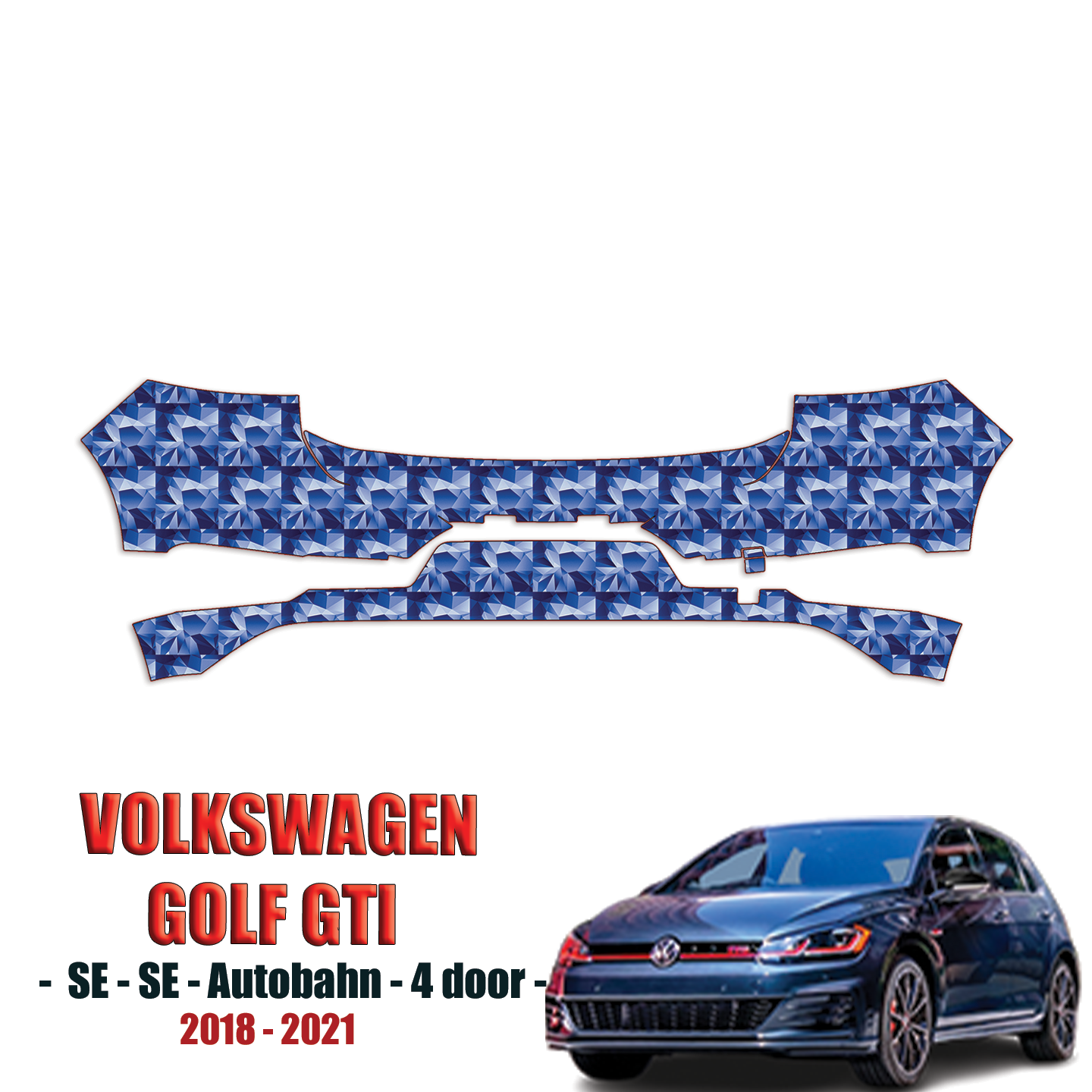 2018-2021 Volkswagen Golf GTI Precut Paint Protection PPF Kit – Rear Bumper
