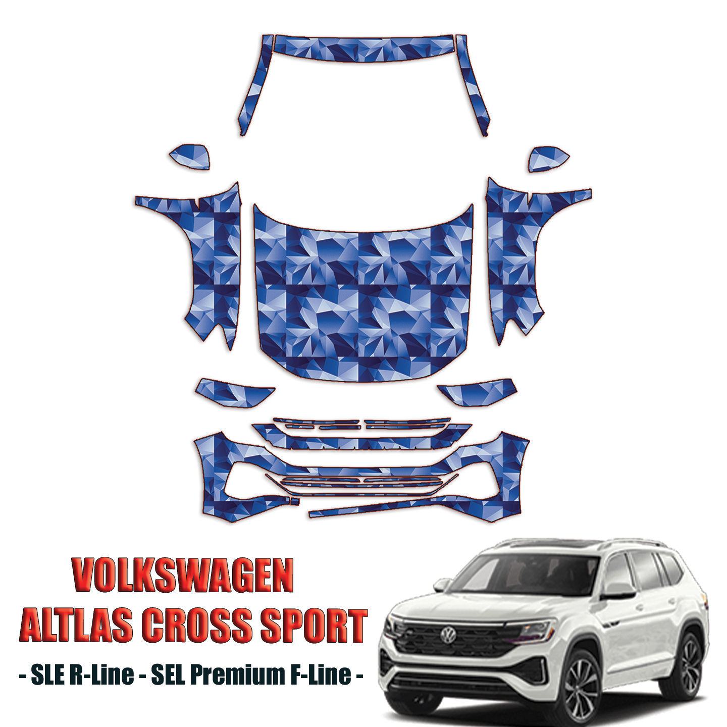 2024-2025 Volkswagen Atlas Cross Sport Precut Paint Protection PPF Kit – Full Front