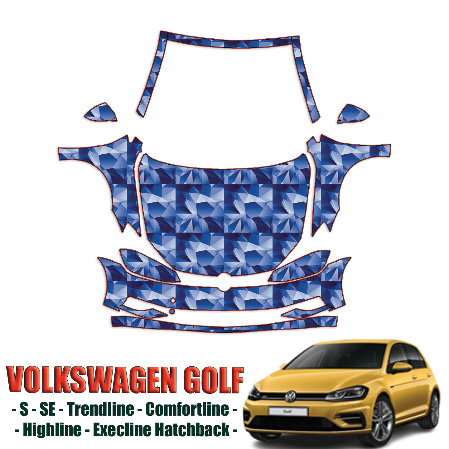 2018-2023 Volkswagen Golf Precut Paint Protection Kit – Full Front + A Pillars + Rooftop