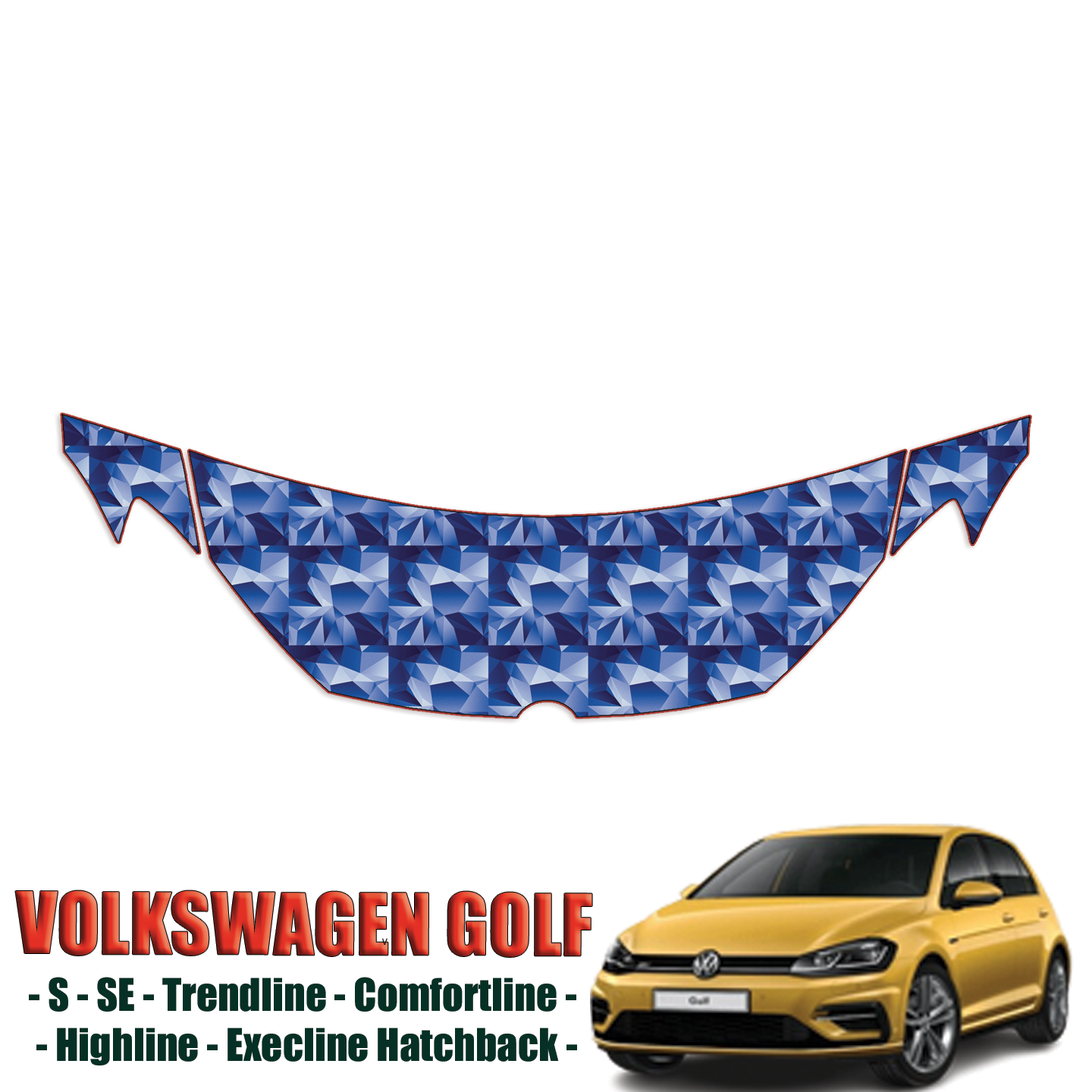 2018-2023 Volkswagen Golf – S, SE, Trendline, Comfortline, Highline, Execline, Hatchback Precut Paint Protection Kit (PPF) – Partial Hood