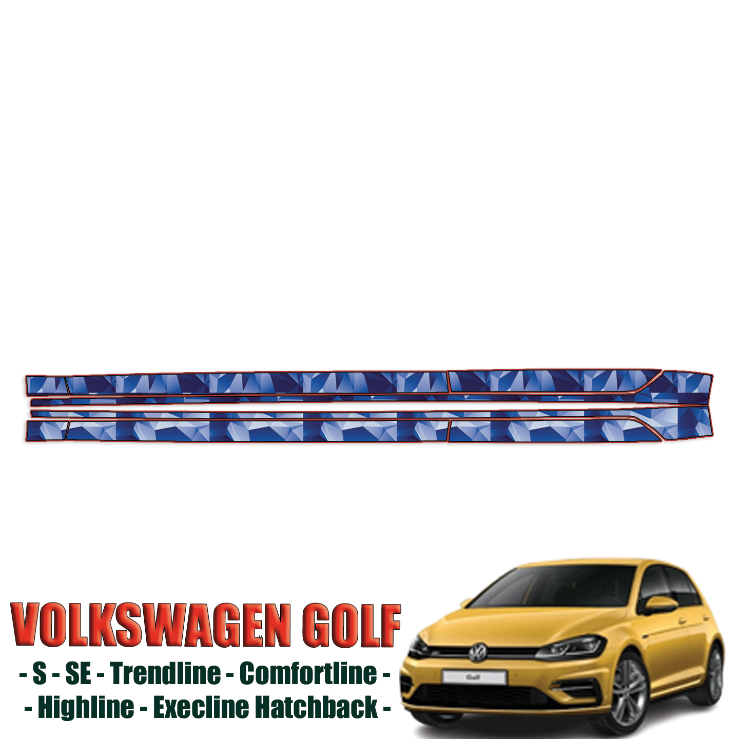 2018-2023 Volkswagen Golf – S, SE, Trendline, Comfortline, Highline, Execline, Hatchback Precut Paint Protection Film – Rocker Panels