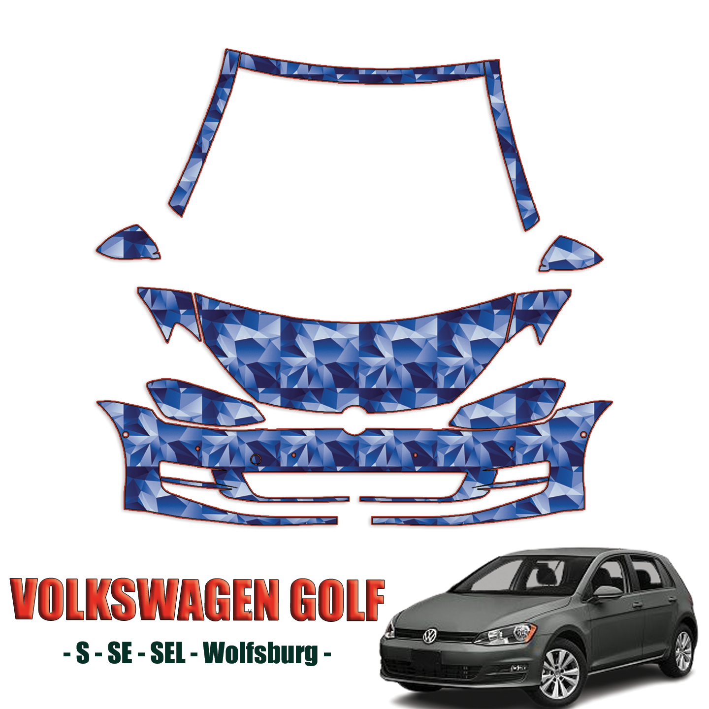 2015-2017 Volkswagen Golf Pre-Cut Paint Protection Kit – Partial Front