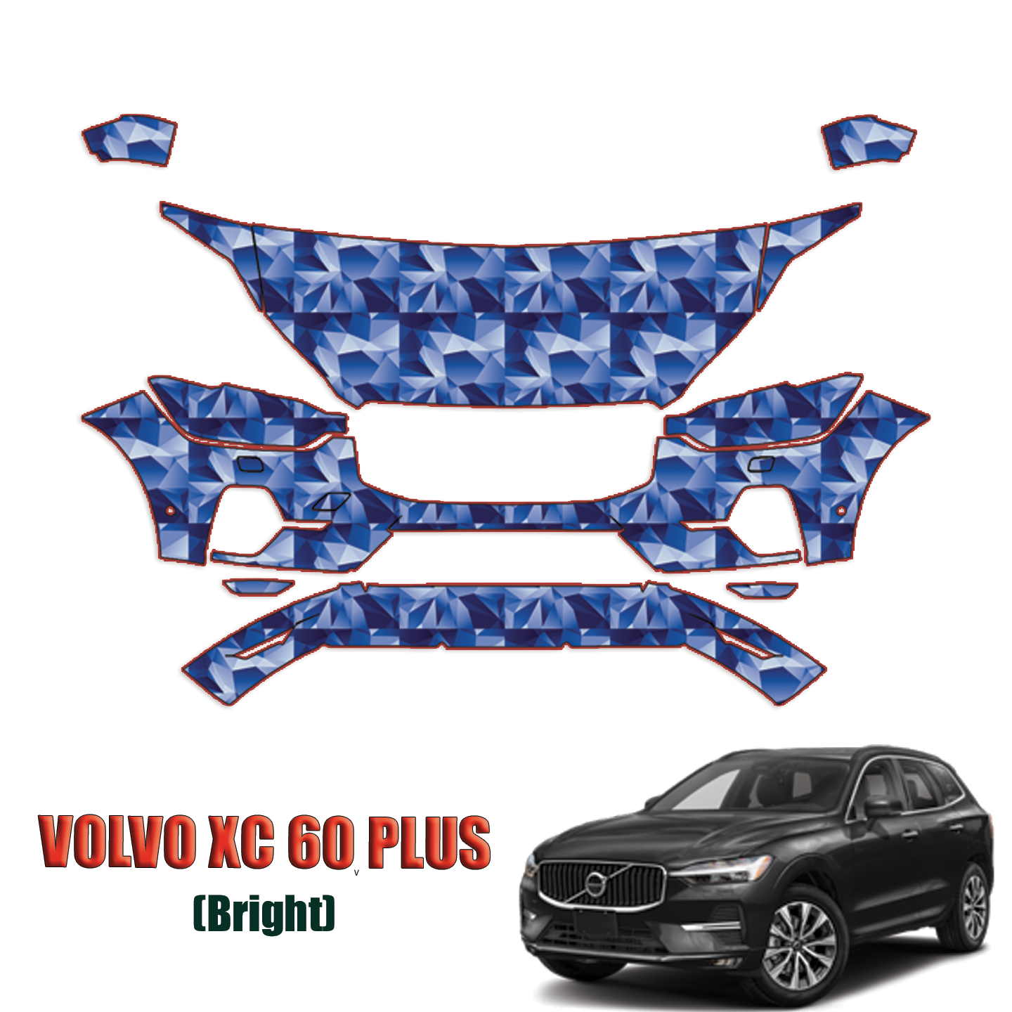 2023-2024 Volvo XC60 Plus (Bright) Precut Paint Protection PPF Kit – Partial Front